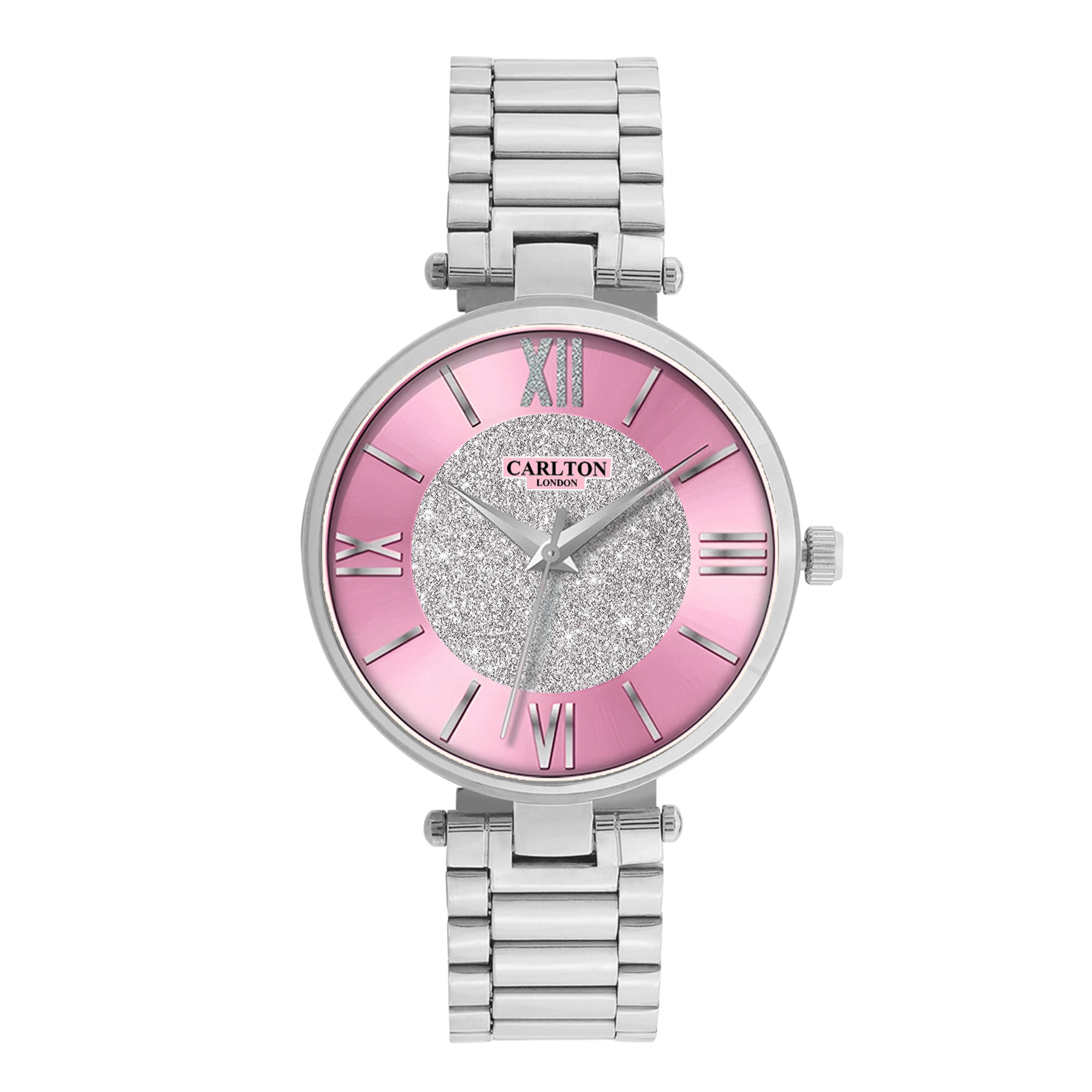 Carlton London Women Sabrina Silver/Pink Analog Watch - CLSPNK