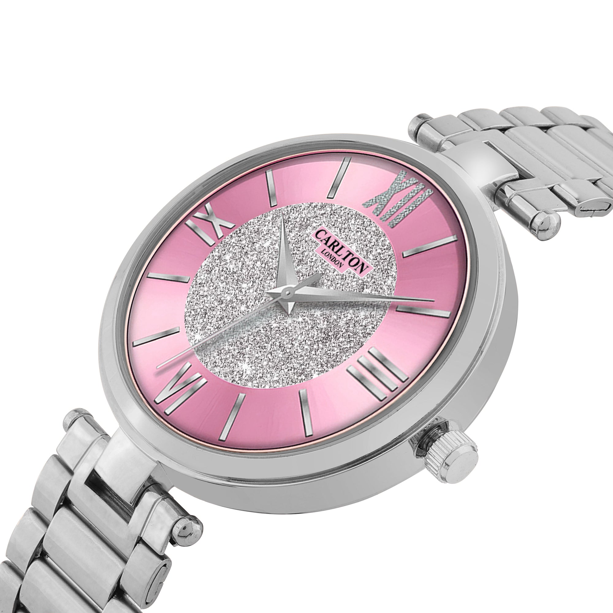 Carlton London Women Sabrina Silver/Pink Analog Watch - CLSPNK