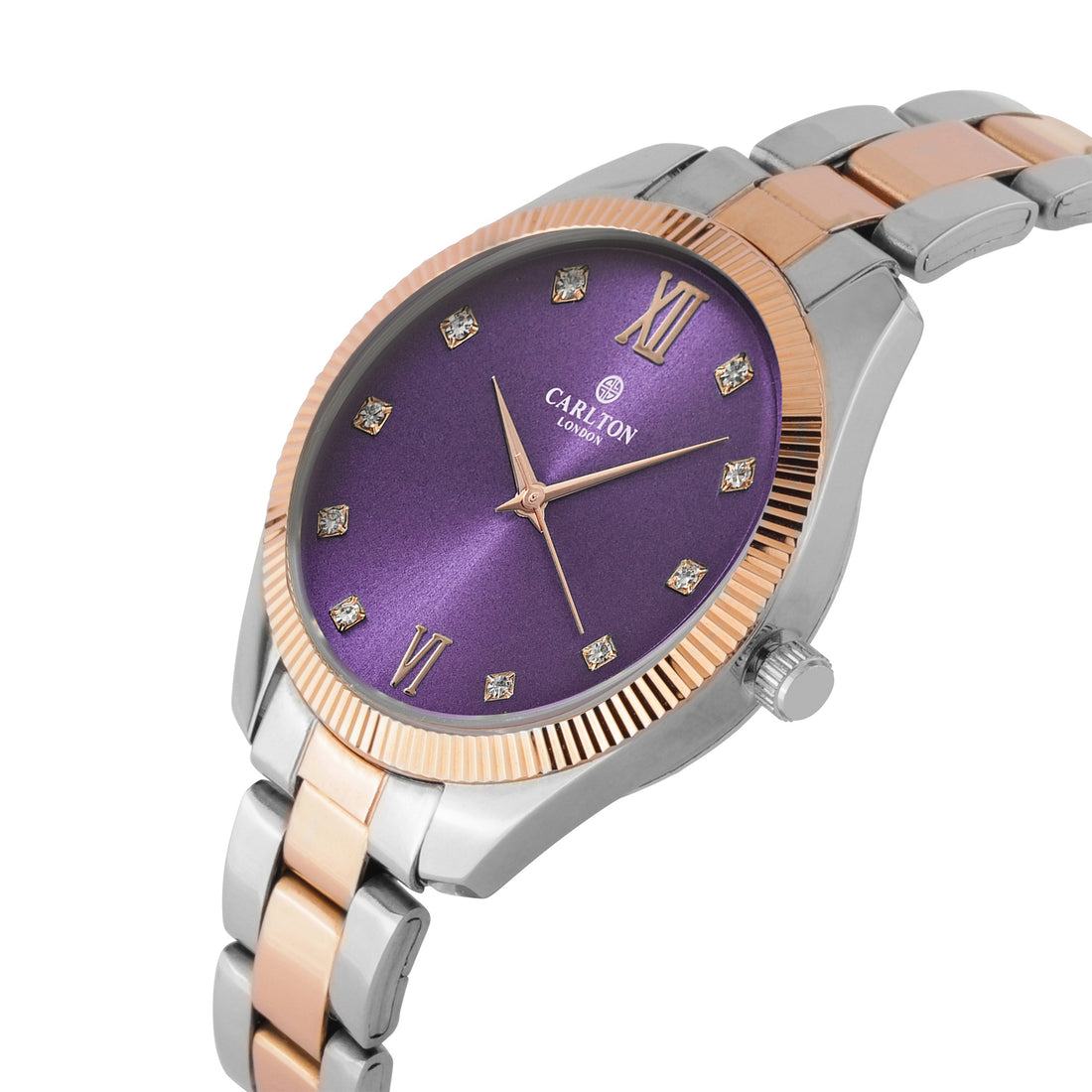 Women Rose Gold/Purple Stainless Steel Harper Collection Analog Watch CLBRTPRP