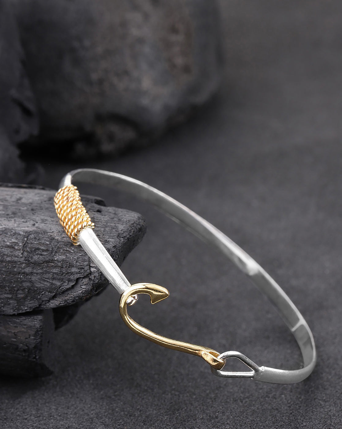Carlton London 925 Sterling Gold Plated Fish Hook Bracelet for