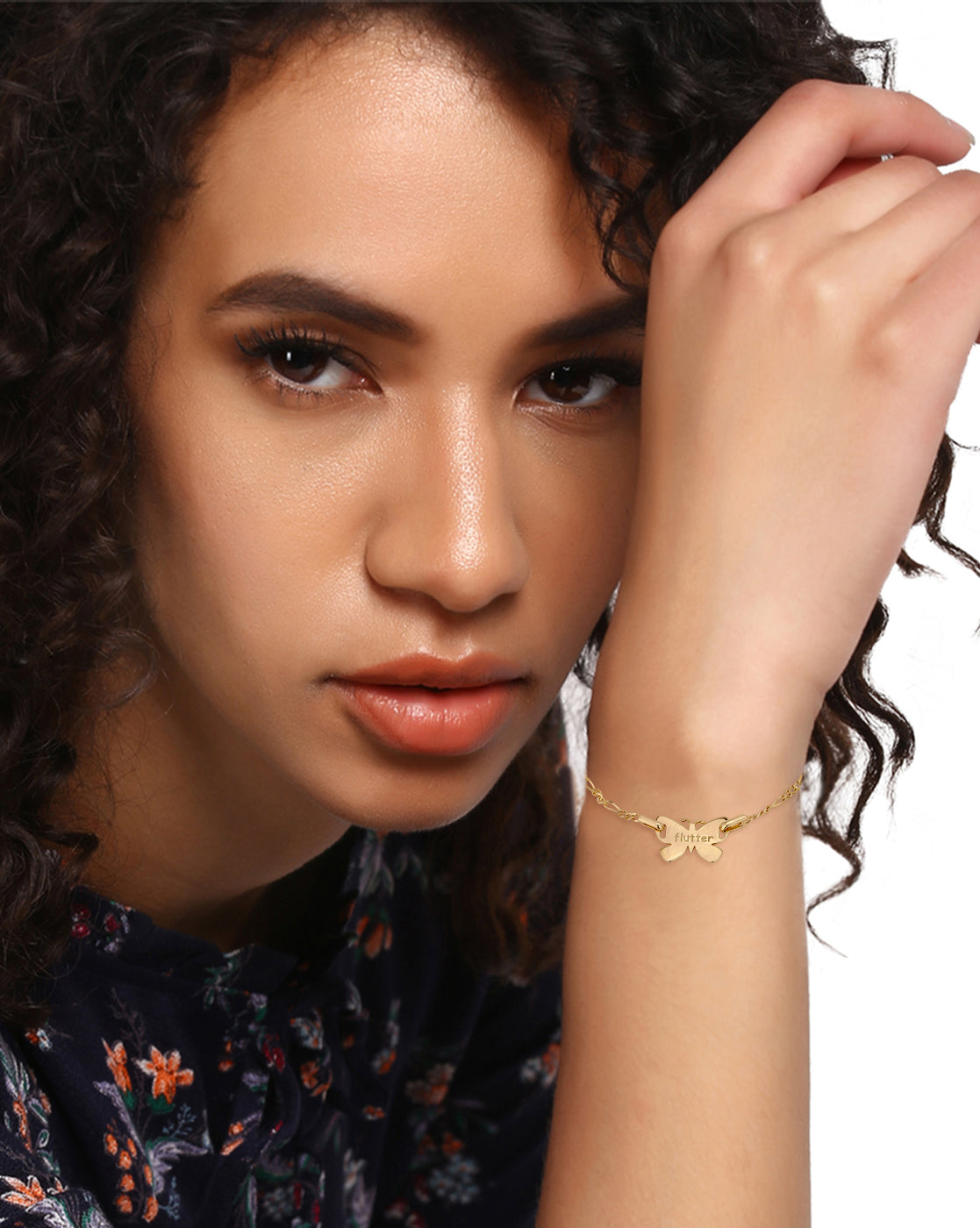 Carlton London 925 Sterling Silver Rhodium Plated Butterfly Charm Bracelet