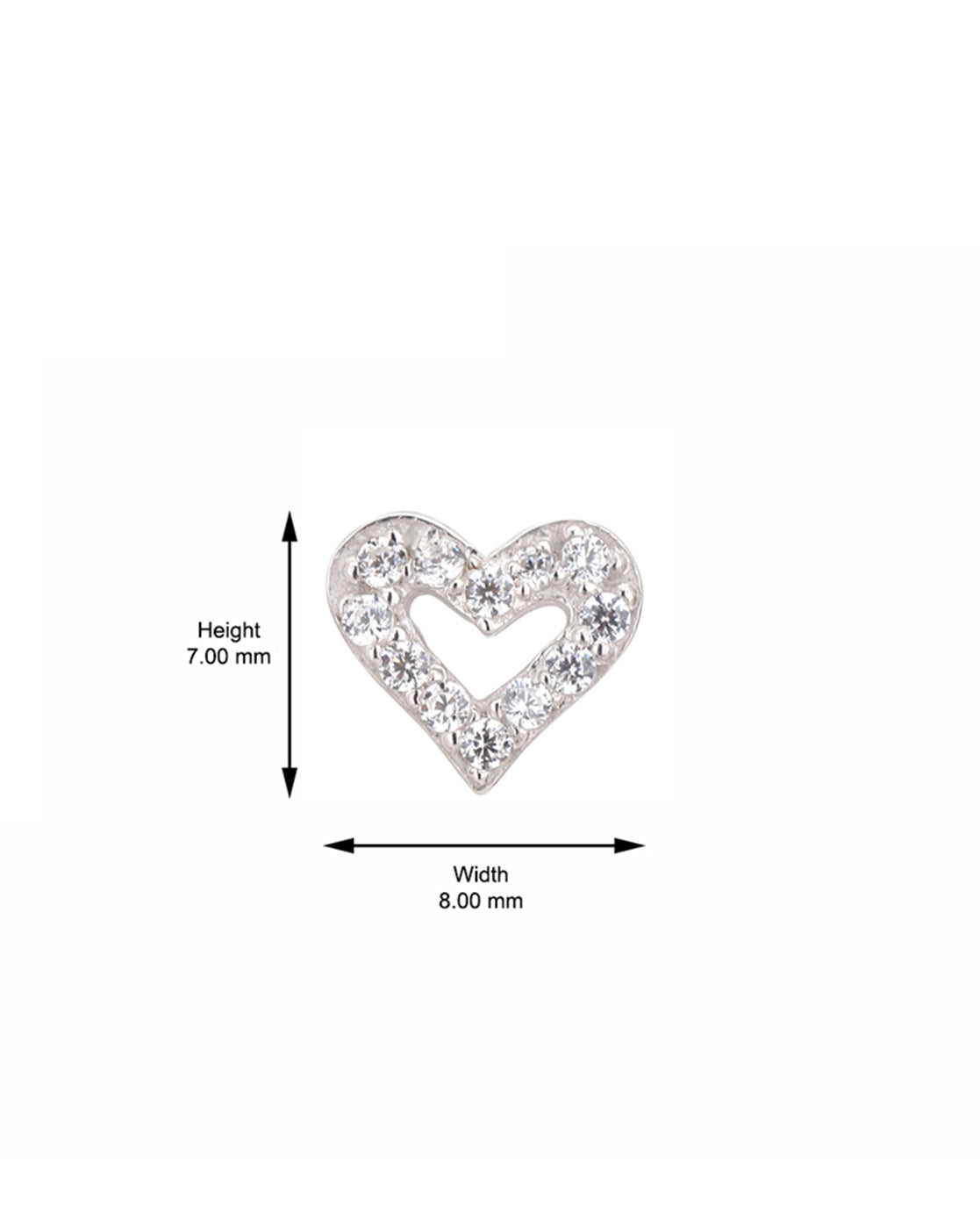 Carlton London 925 Sterling Rhodium Plated Cz Heart Stud Earring For Women