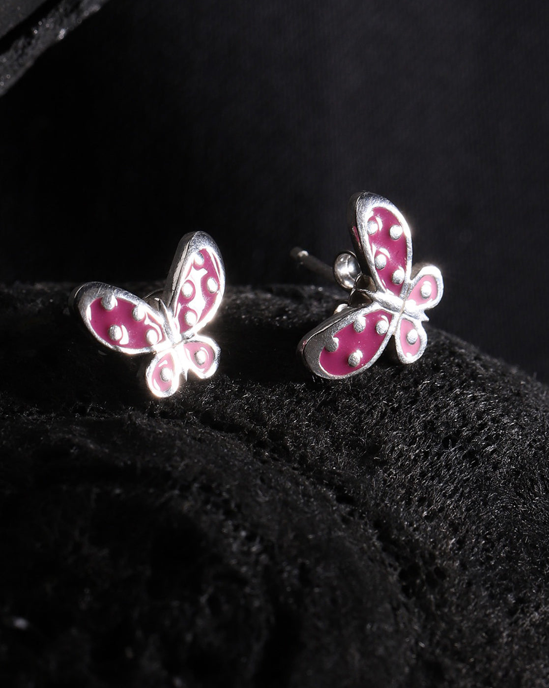 Carlton London 925 Sterling Silver Rhodium Plated Enamel Butterfly Stud Earring