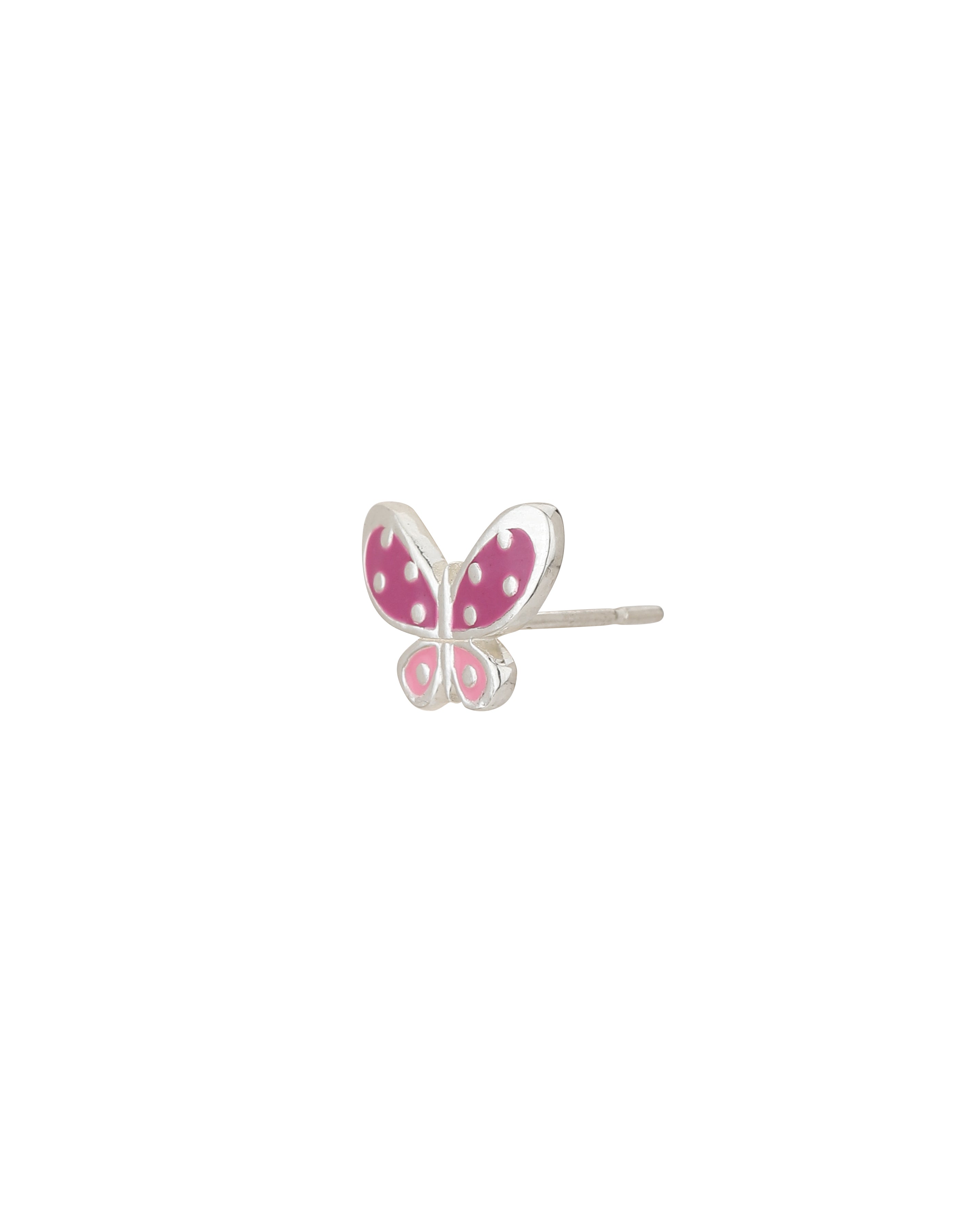 Carlton London 925 Sterling Silver Rhodium Plated Enamel Butterfly Stud Earring