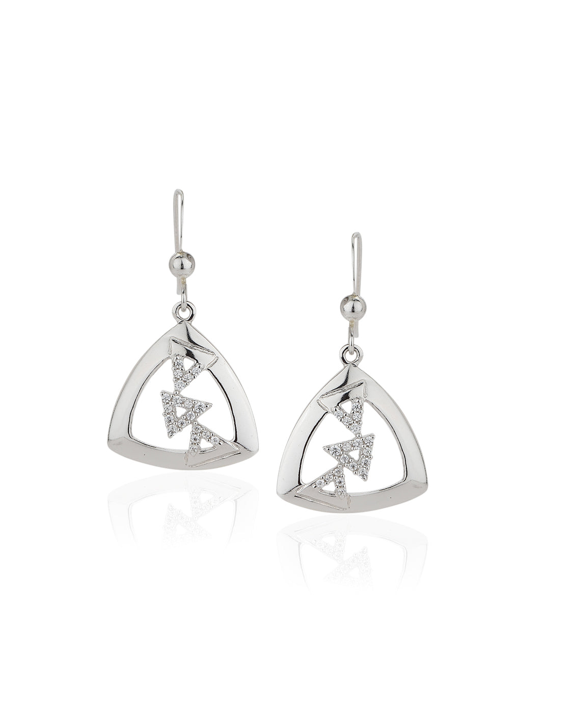 Carlton London 925 Sterling Silver Rhodium Plated Cz Triangular Drop Earring For Women