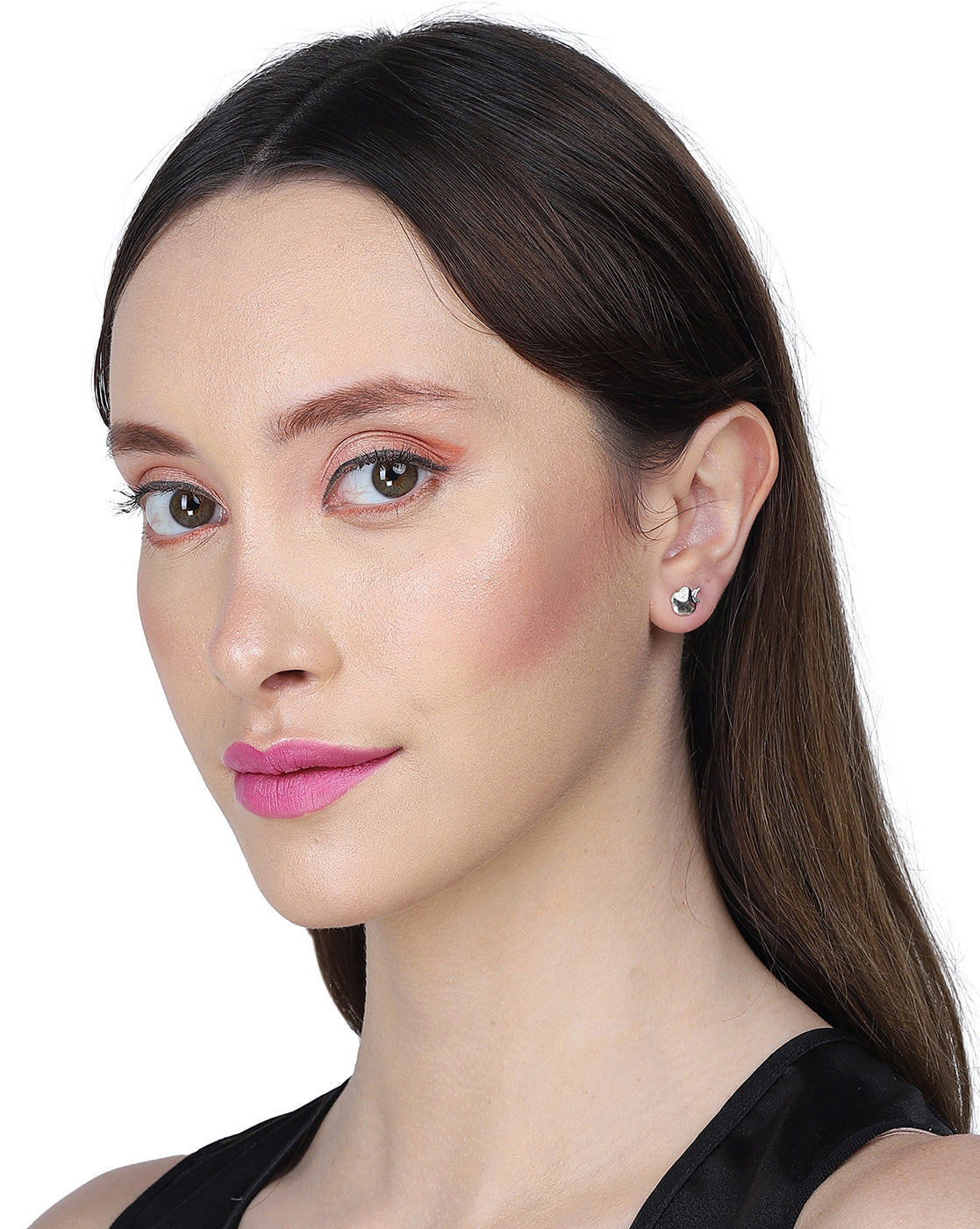 Carlton London 925 Sterling Silver Rhodium Plated Contemporary Cz Studs For Girl