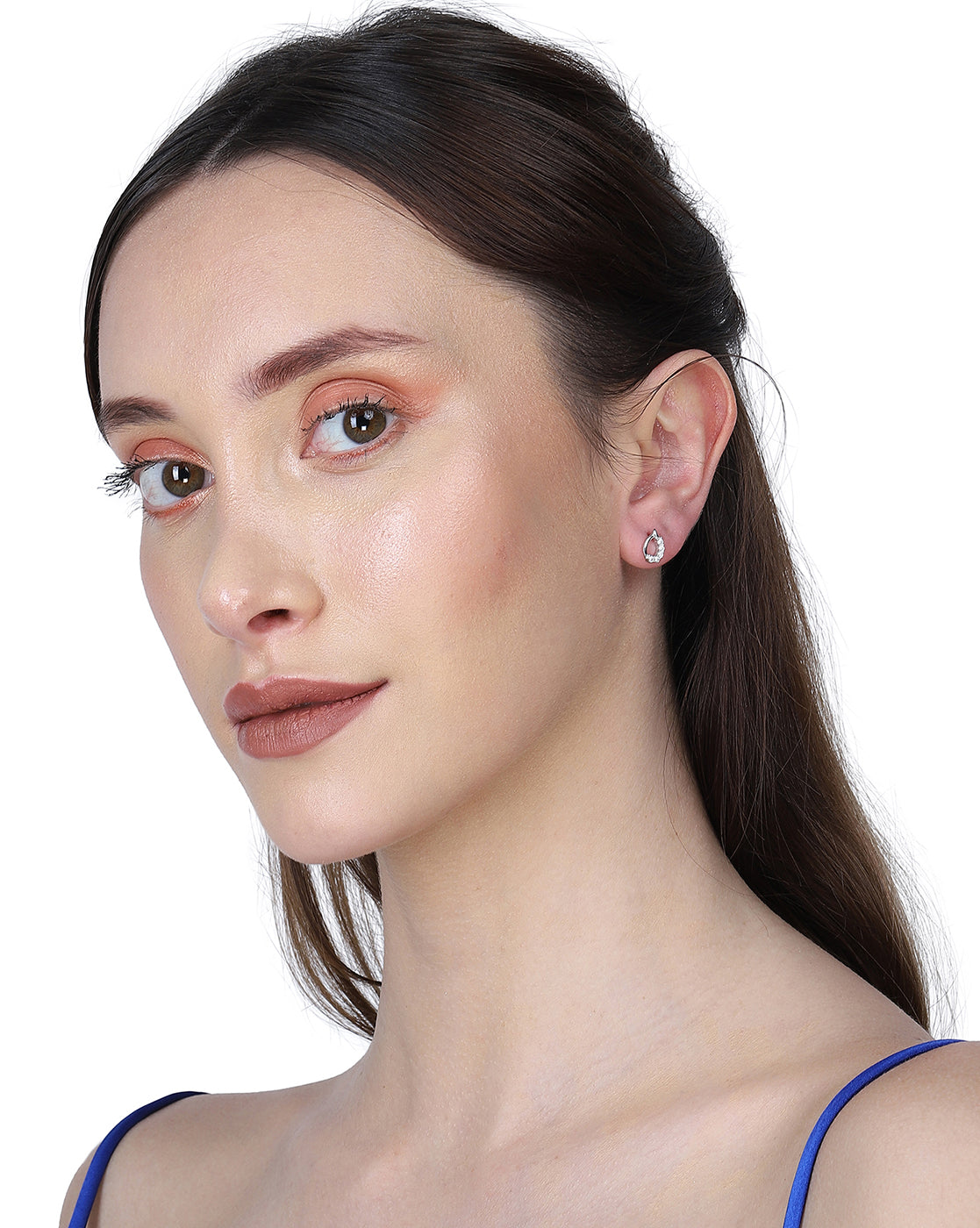 Carlton London 925 Sterling Silver Rhodium Plated Cz Teardrop Stud Earring For Women