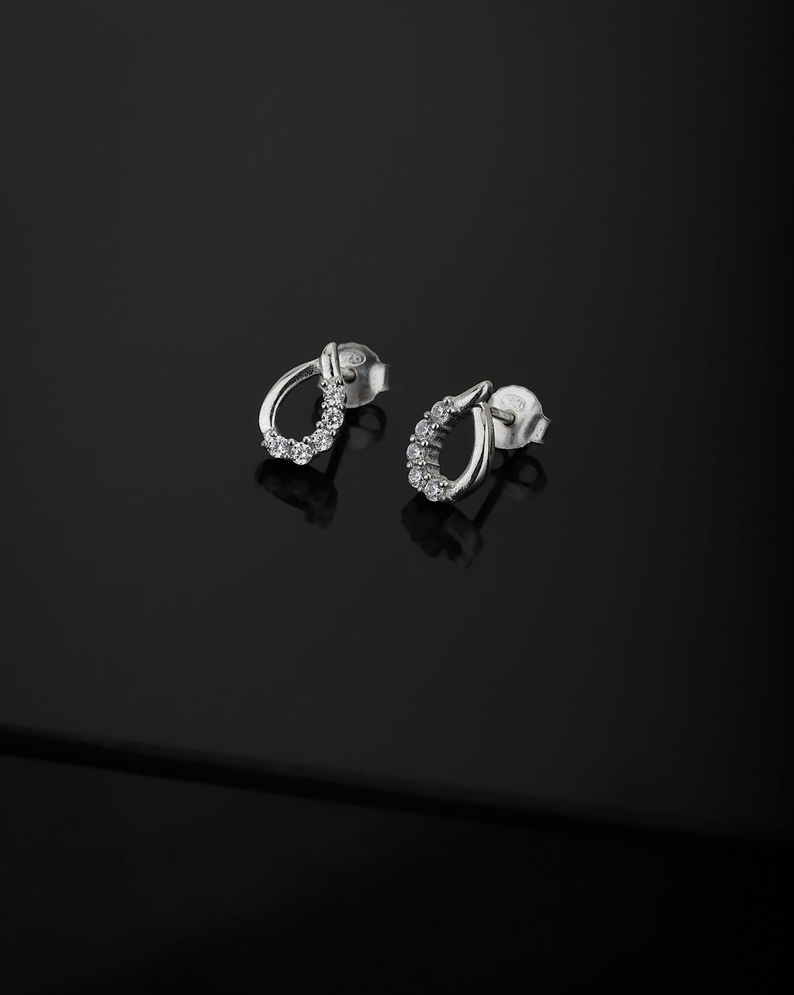 Carlton London 925 Sterling Silver Rhodium Plated Cz Teardrop Stud Earring For Women