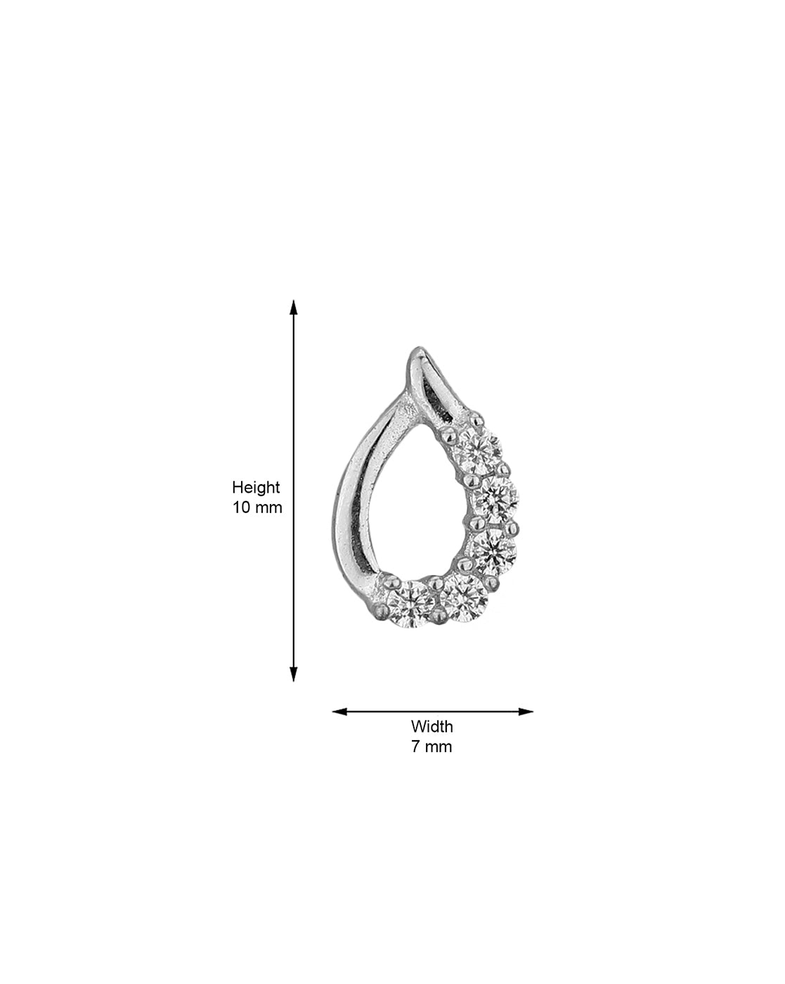 Carlton London 925 Sterling Silver Rhodium Plated Cz Teardrop Stud Earring For Women