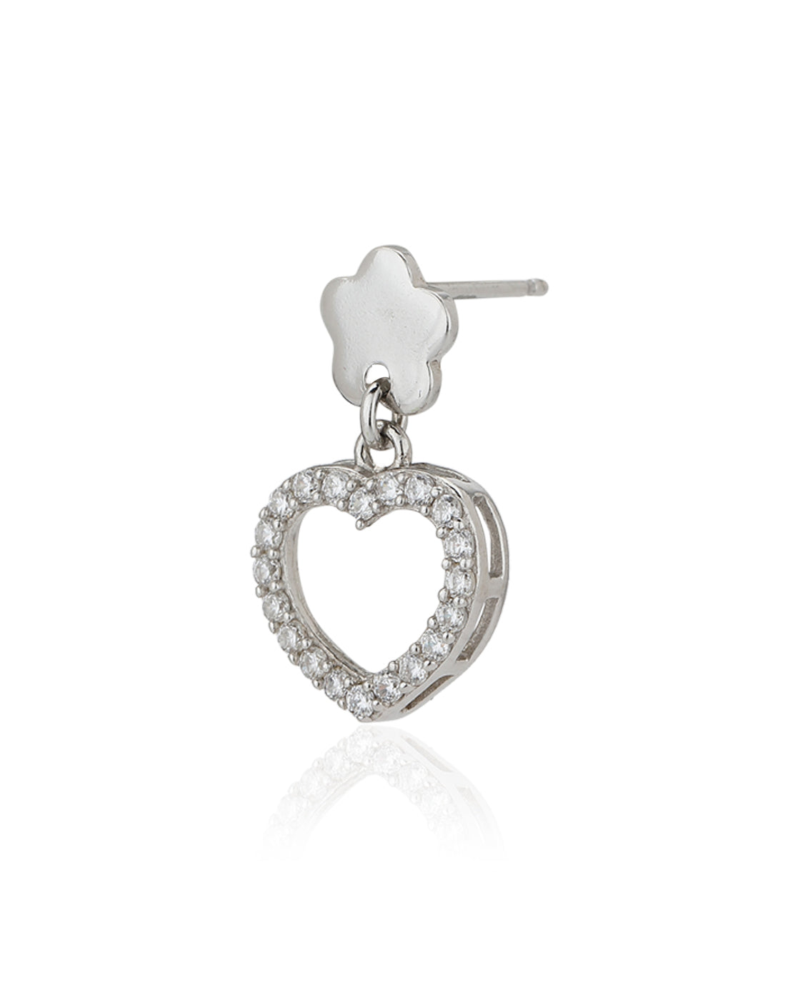 Carlton London 925 Sterling Silver Rhodium Plated Cz Heart Drop Earring For Women