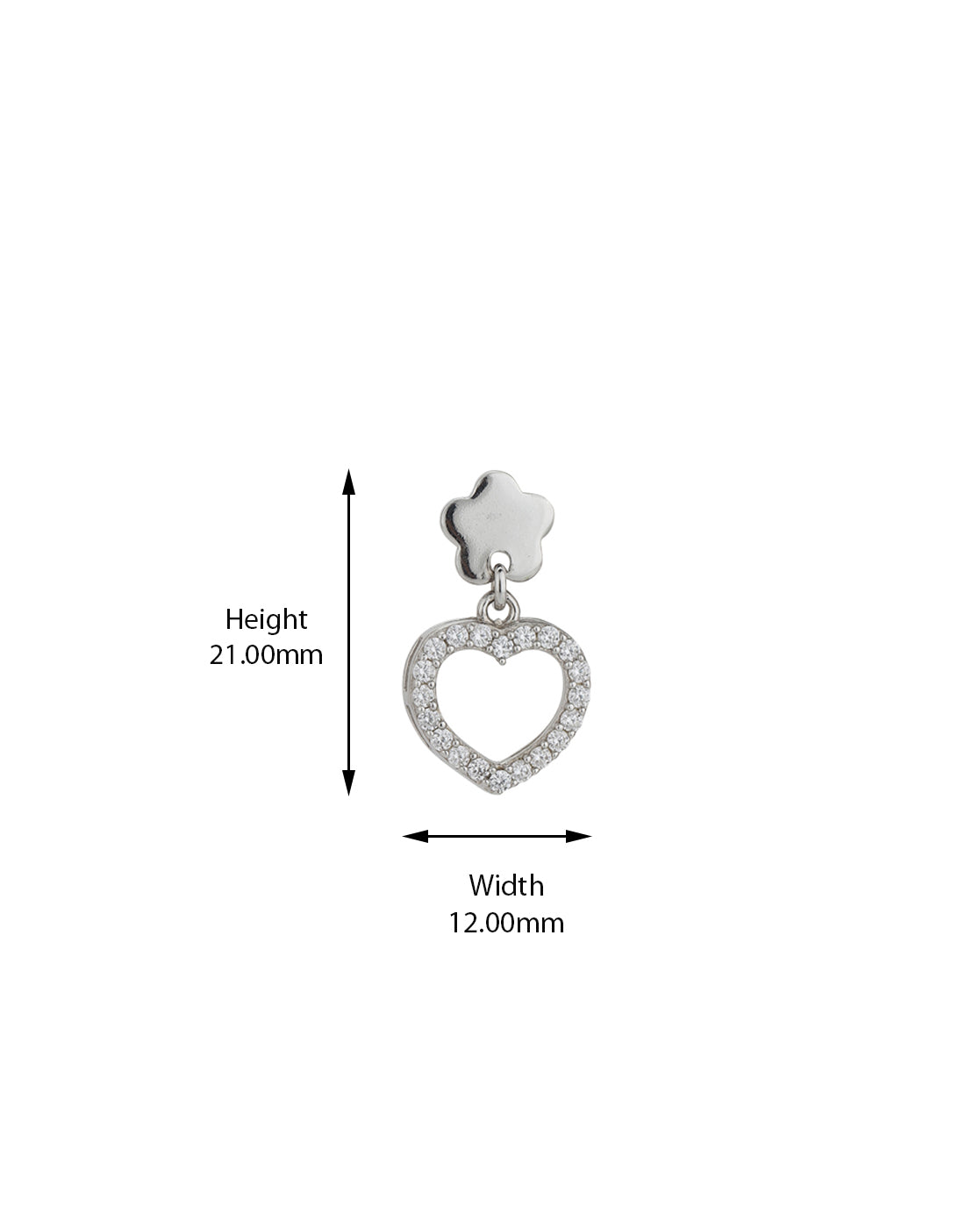 Carlton London 925 Sterling Silver Rhodium Plated Cz Heart Drop Earring For Women