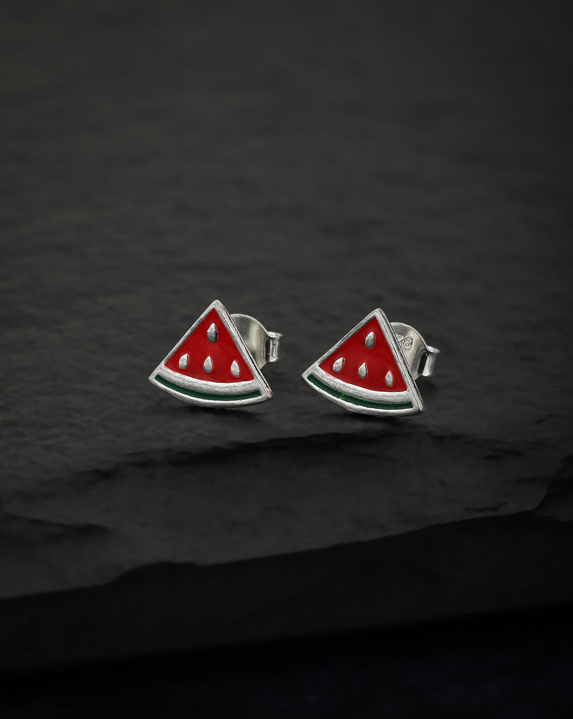 Carlton London 925 Sterling Silver Rhodium Plated Enamel Stud Earring For Women