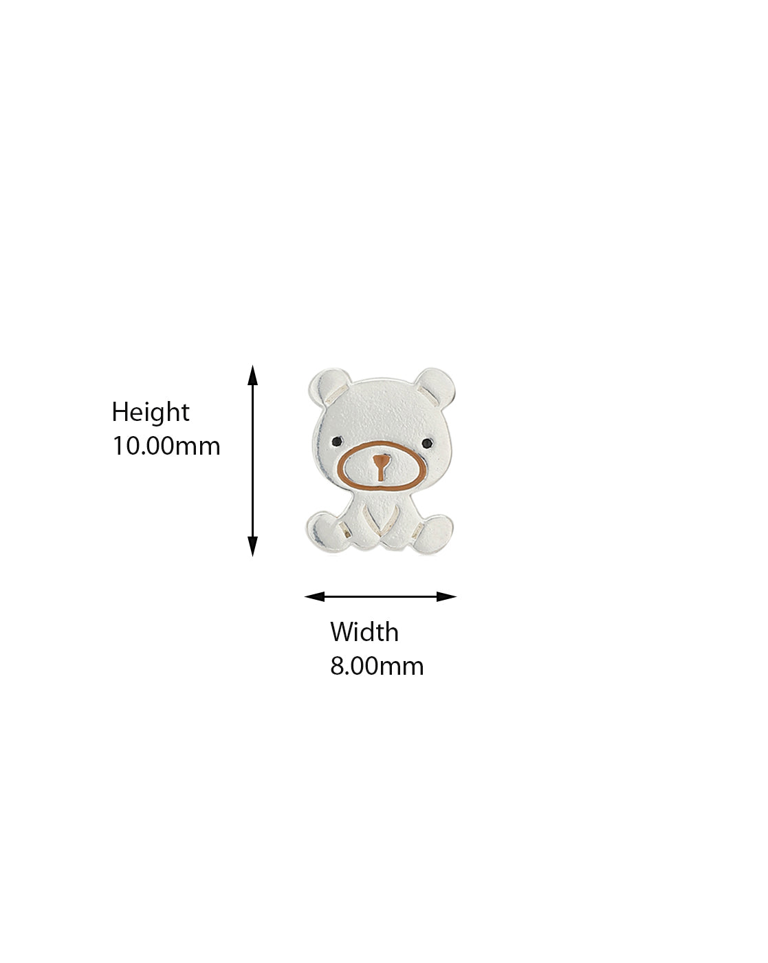 Carlton London 925 Sterling Silver Rhodium Plated Enamel Taddy Stud Earring