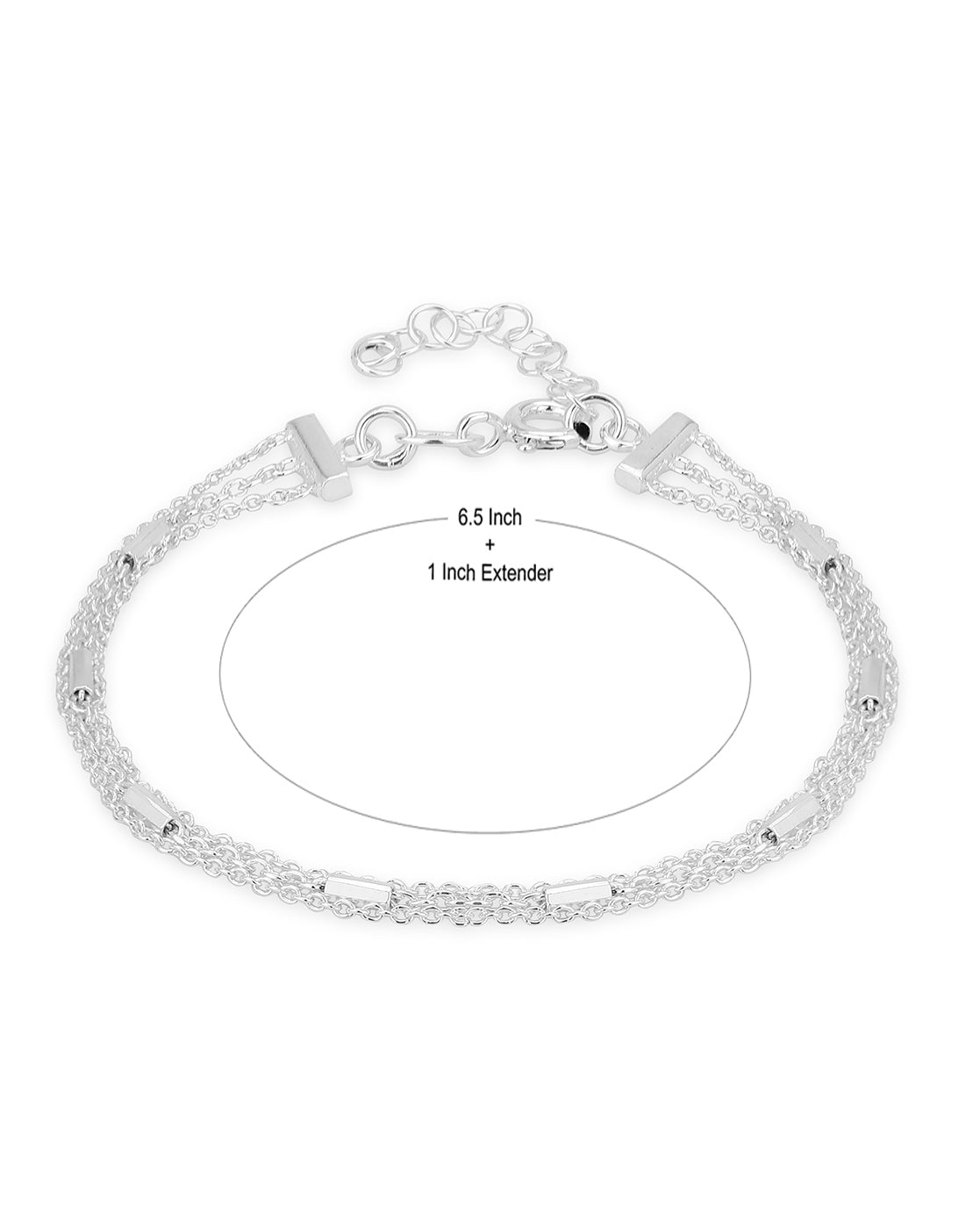 Carlton London 925 Sterling Silver Silver Rhodium Plated  Multistranded Bracelet