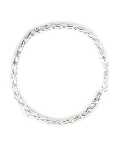 Carlton London Rhodium Plated Link Bracelet For Men