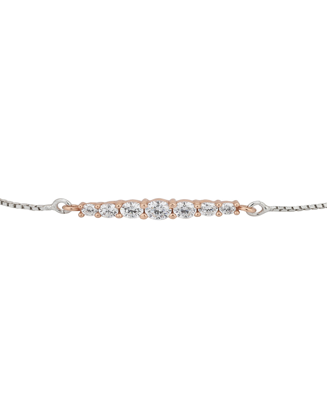 Carlton London Rose Gold Plated Cz Studded Charm Bracelet For Women