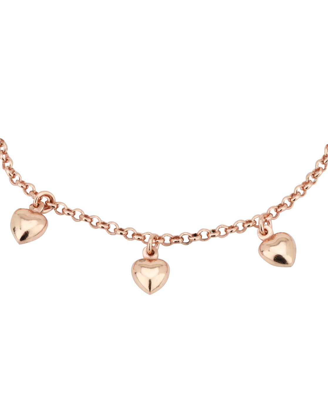 Carlton London Rose Gold Plated Heart Shape Charm Bracelet