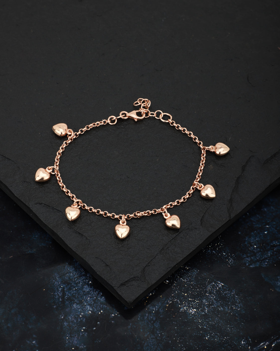Carlton London Rose Gold Plated Heart Shape Charm Bracelet