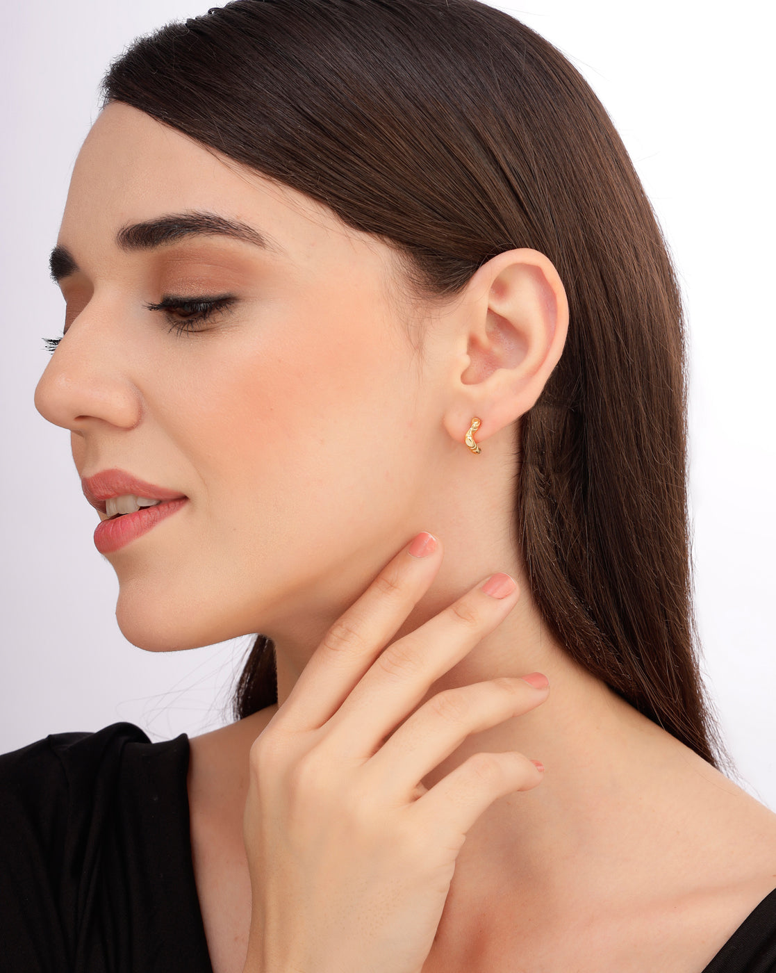 18kt Gold Plated Crescent Curve Half Hoop Earring