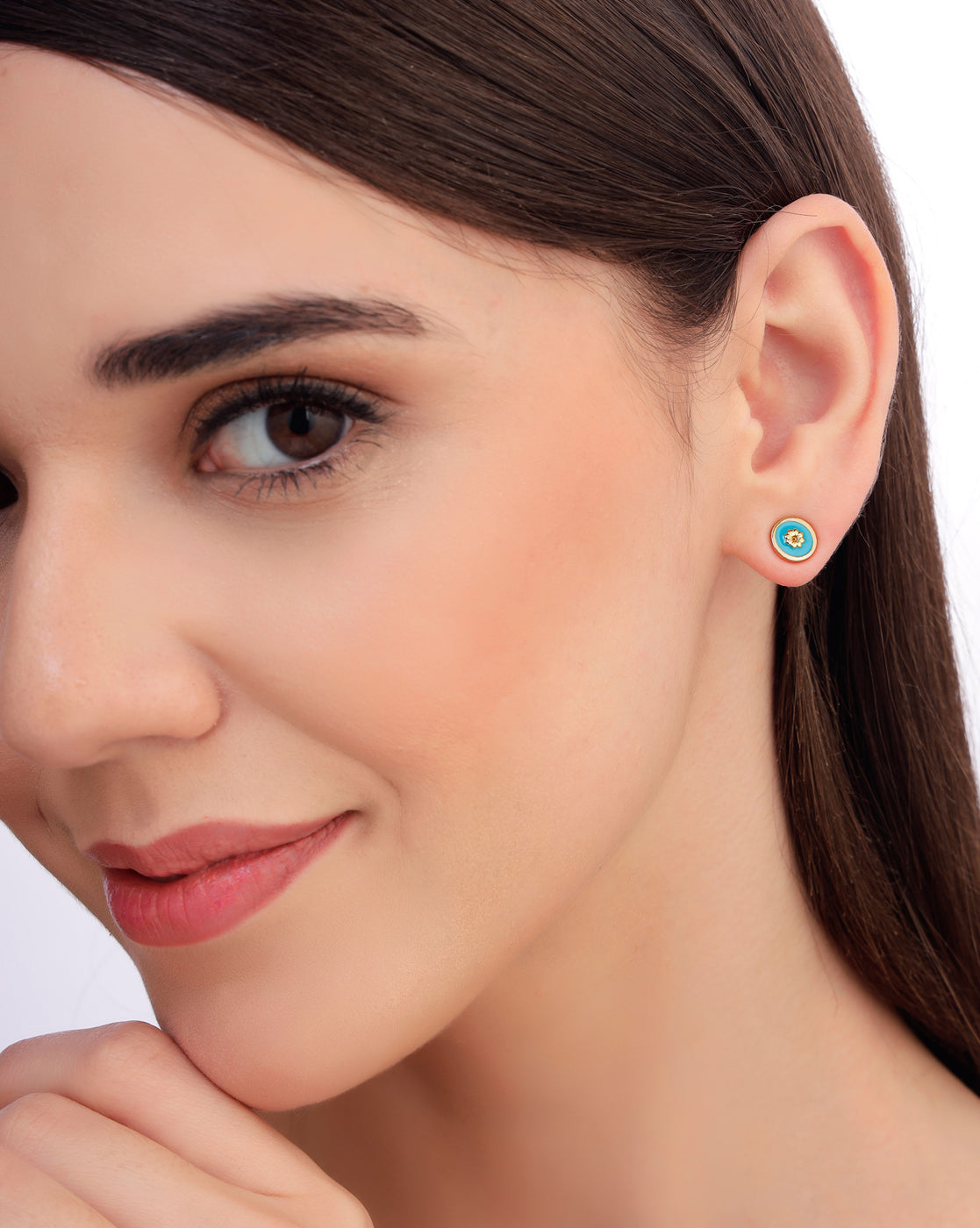 18kt Gold Plated CZ Enamel Stud Earring
