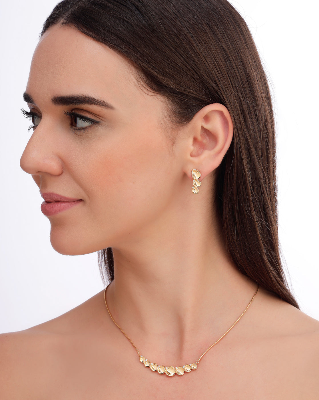 18kt Gold Plated CZ Necklace and Earring Set