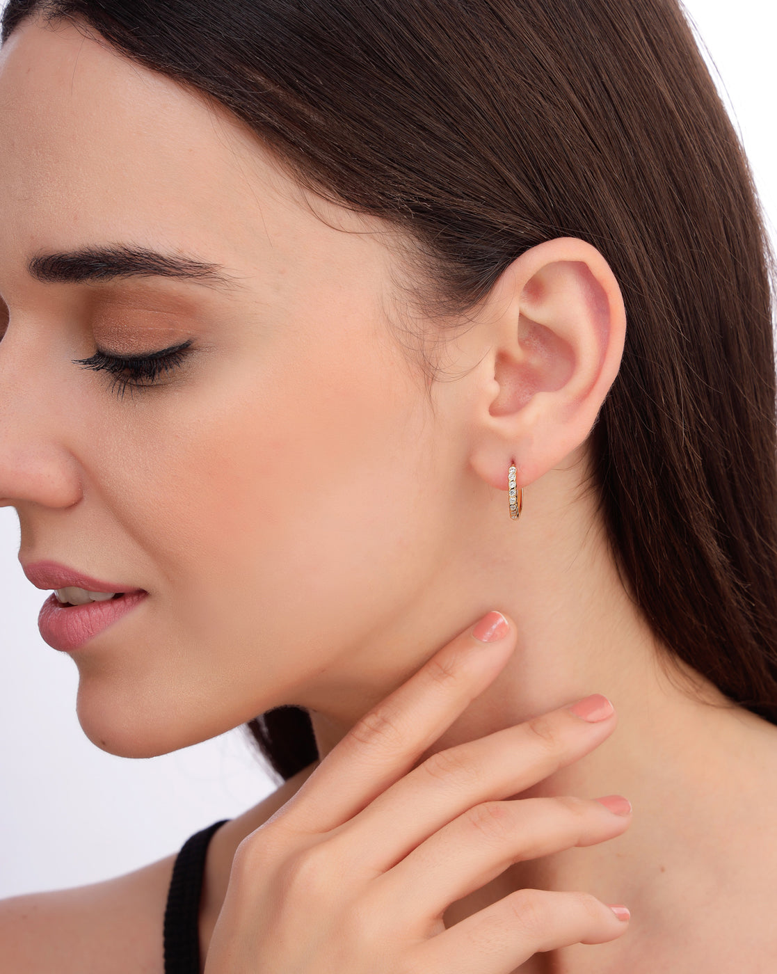 925 Sterling Silver 18kt Gold Plated CZ Signature Hoop Earring