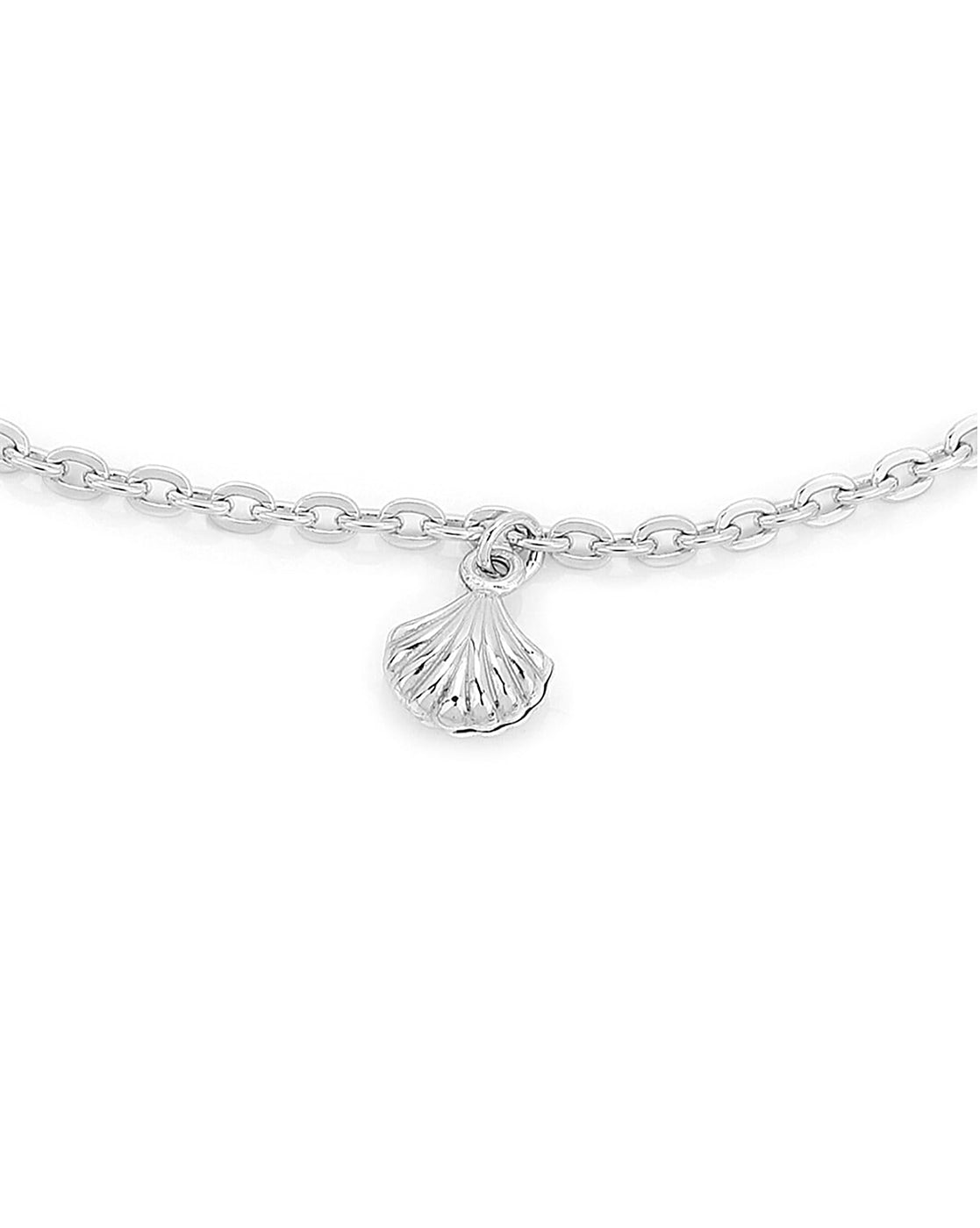 925 Sterling Silver Rhodium Plated And Bead Charm Anklet For Women