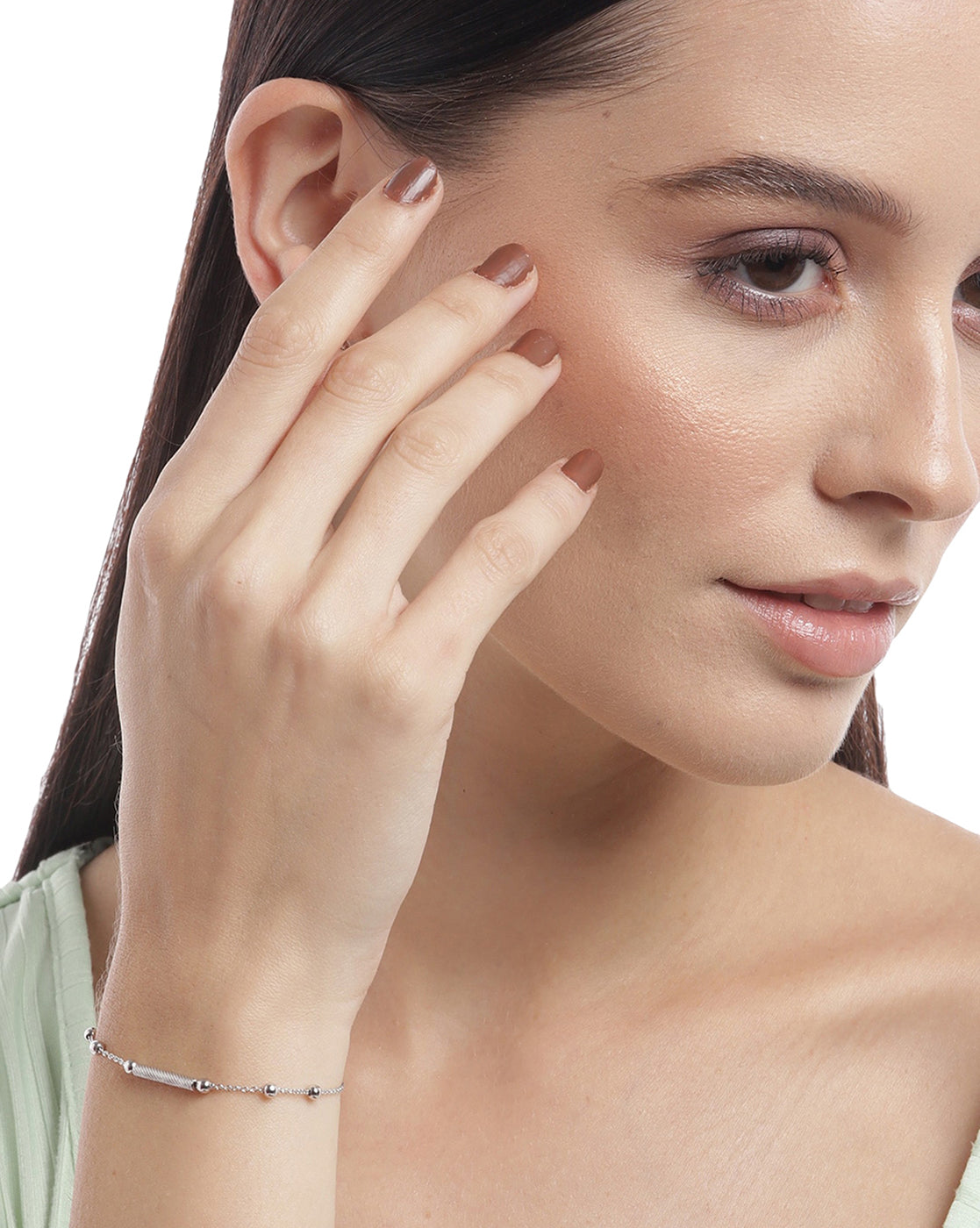 925 Sterling Silver Rhodium Plated Adjustable Charm Bracelet