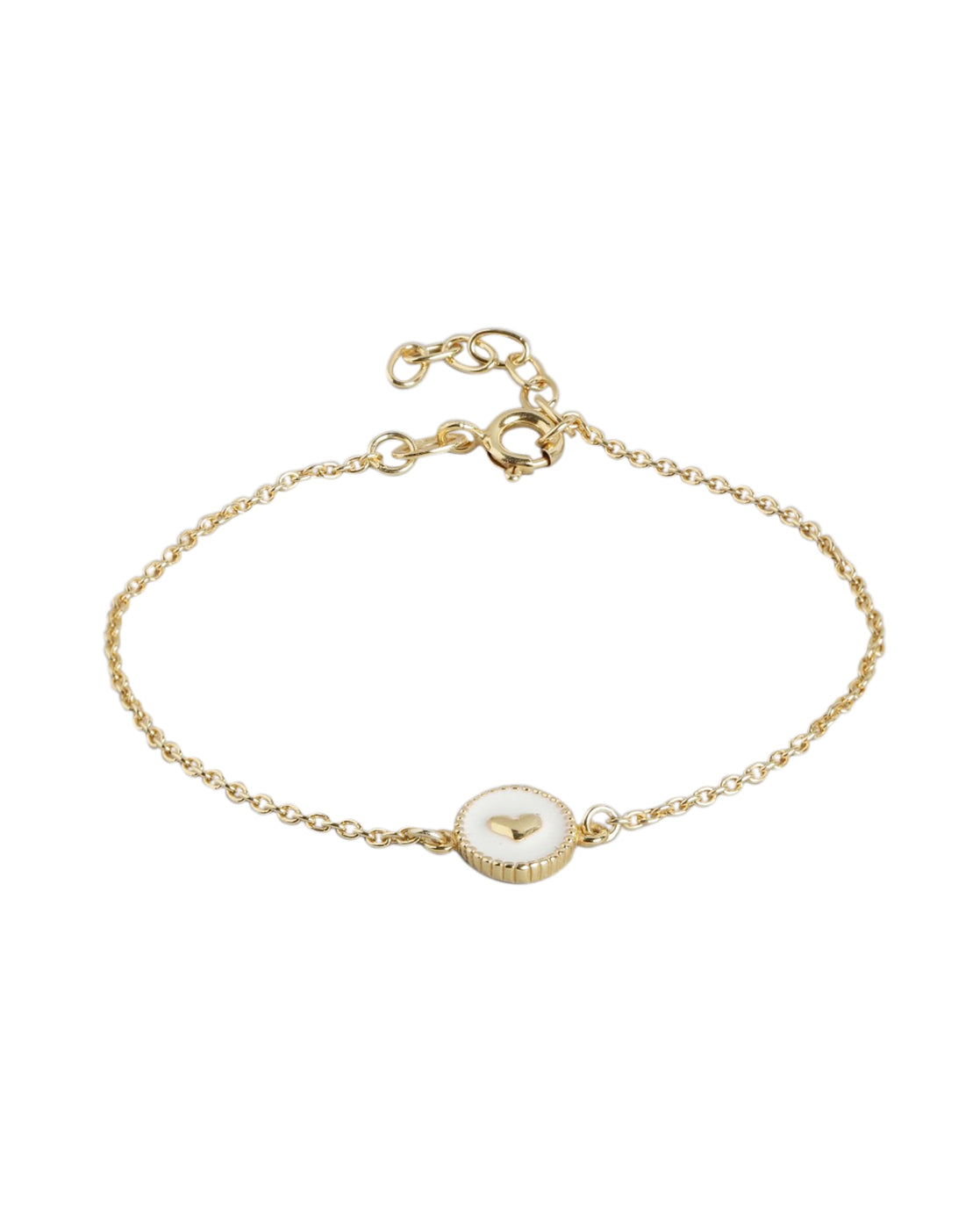925 Sterling Silver 18kt Gold Plated Heart Charm Bracelet