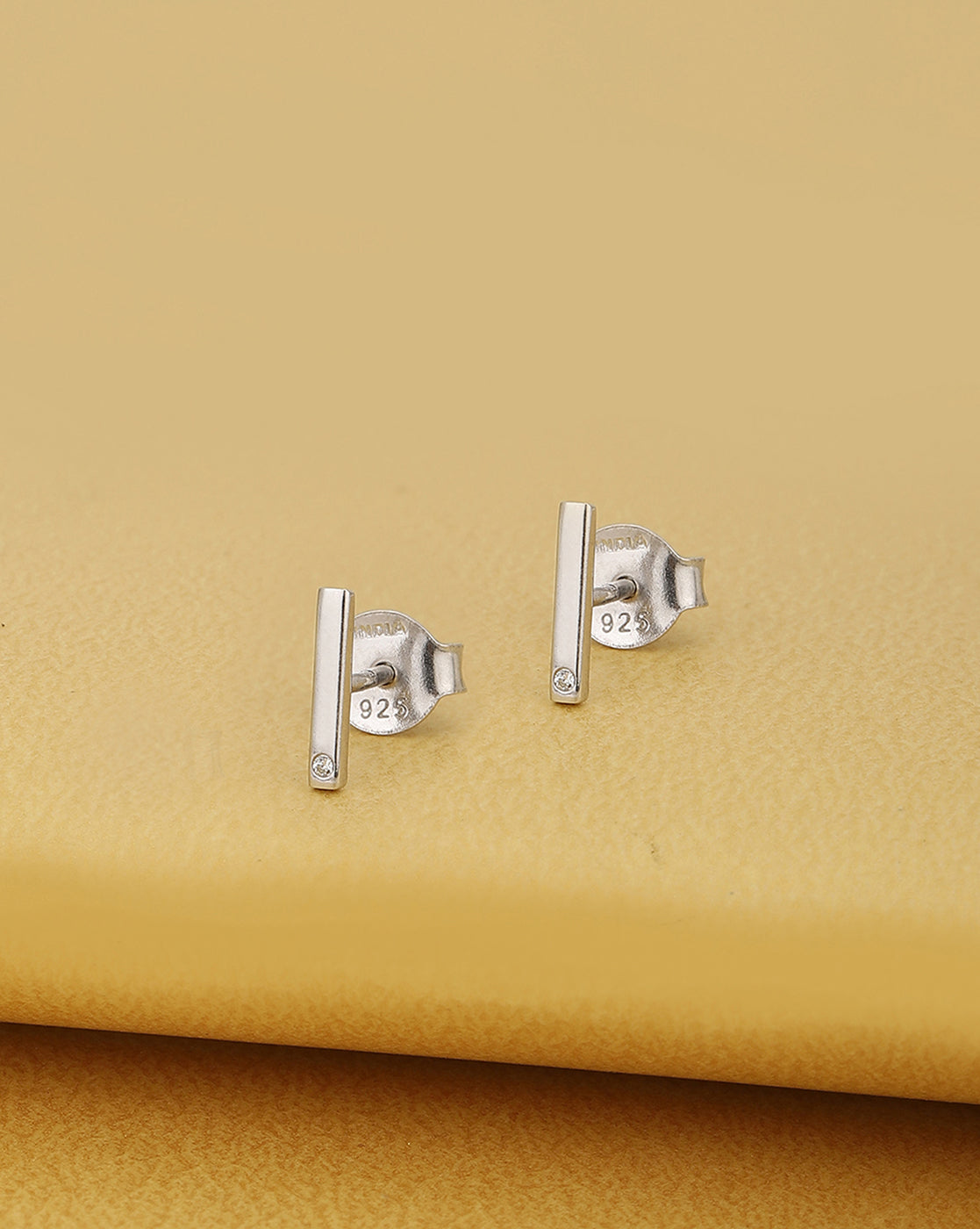 925 Sterling Silver Rhodium Plated With Zirconia Stud Earring