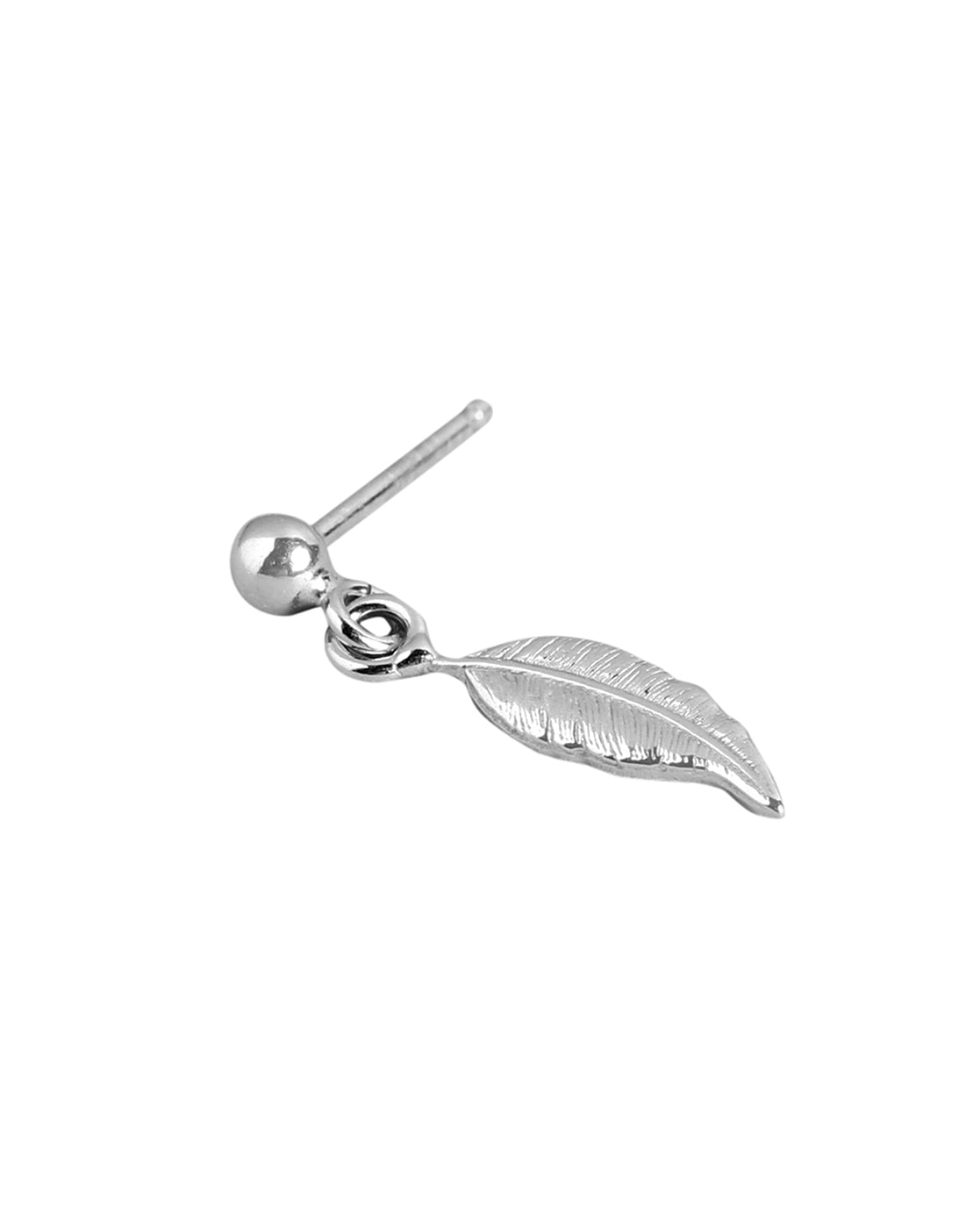 925 Sterling Silver Dangling Leaf With Rhodium Plated Drop Earring