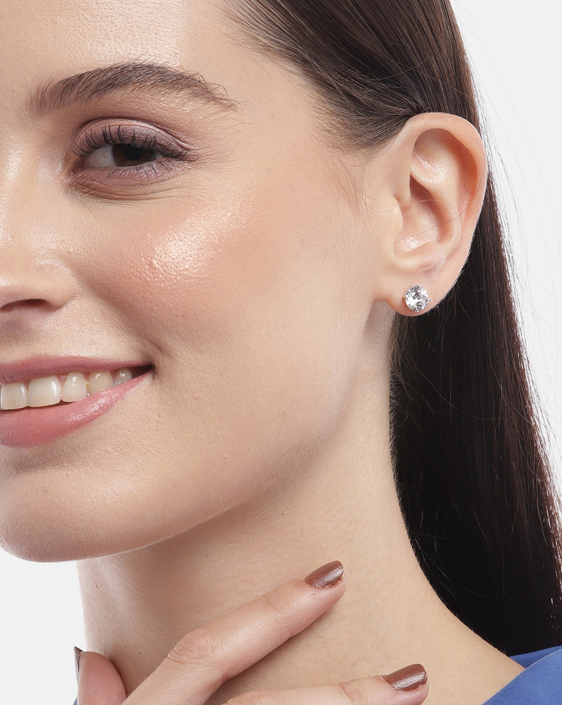 925 Sterling Silver Set Of 3 Rhodium Plated With Zirconia-Pearl Stud Earring