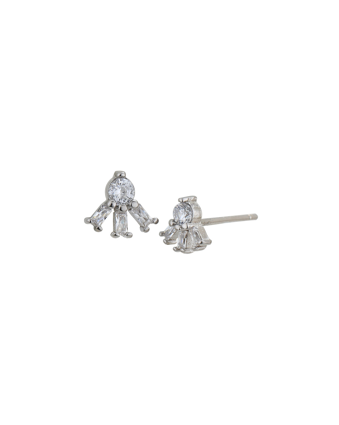 925 Sterling Silver Rhodium Plated with CZ Stud Earring for women