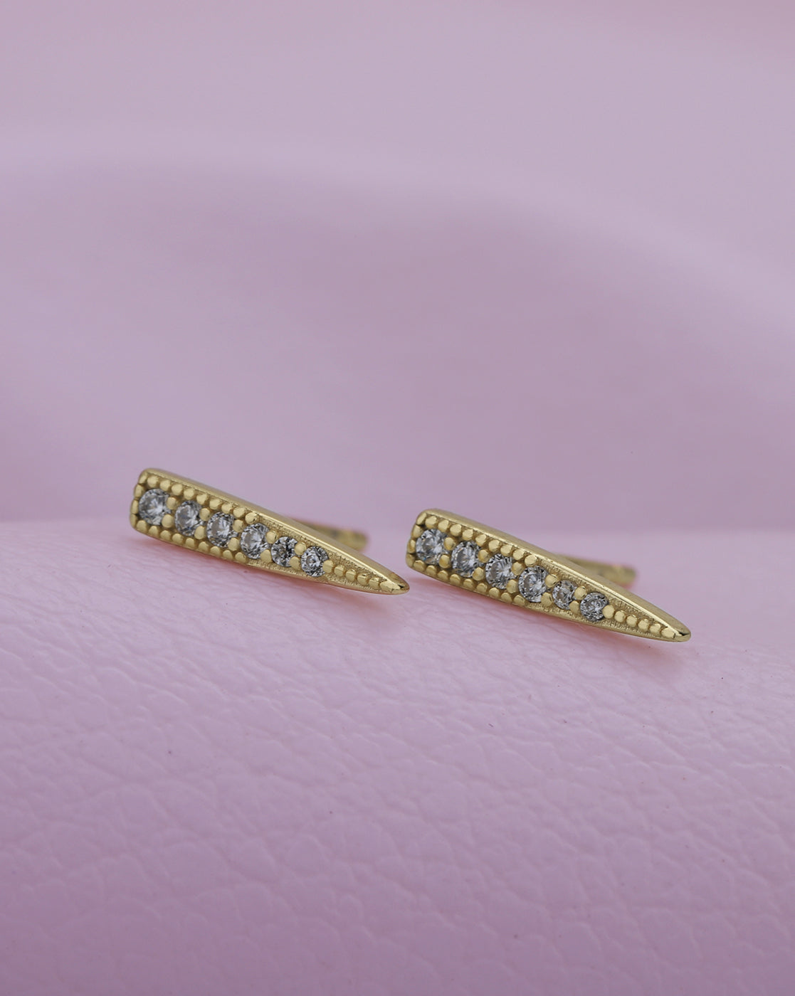 925 Sterling Silver Gold Plated with CZ Contemporaty Stud Earring for women