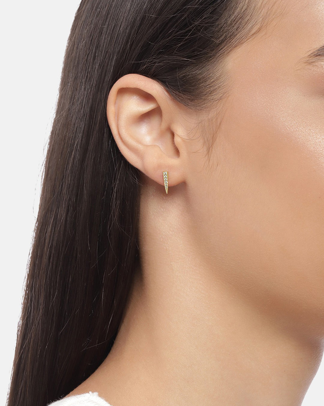 925 Sterling Silver Gold Plated with CZ Contemporaty Stud Earring for women