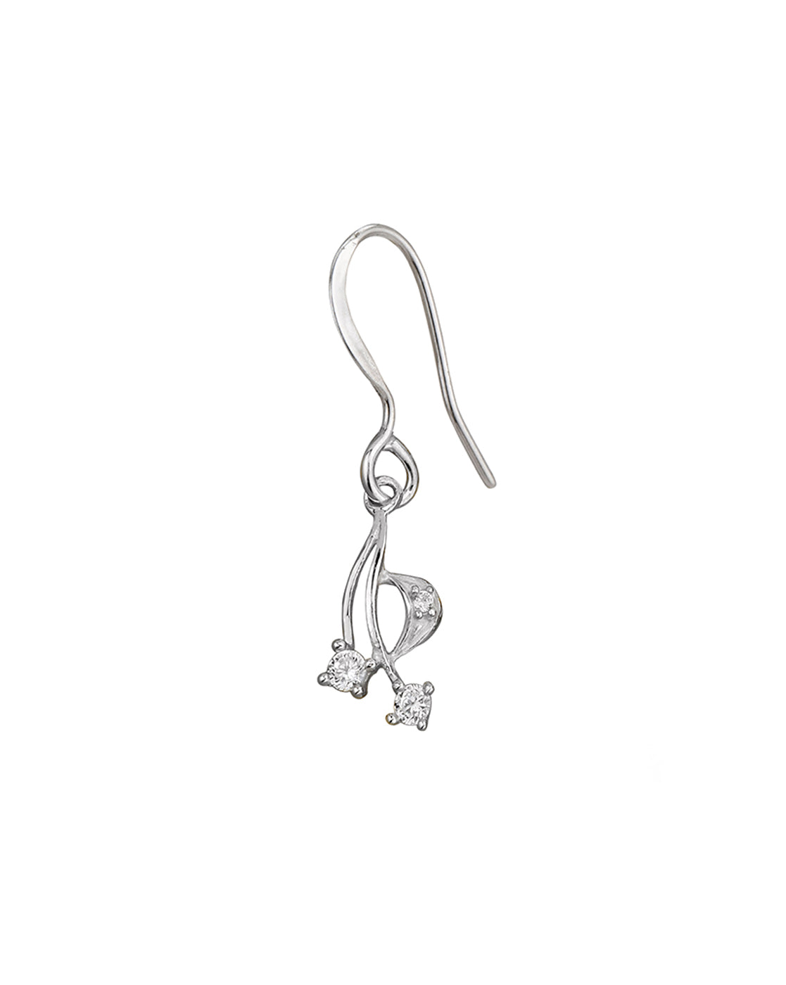 925 Sterling Silver Rhodium Plated CZ Contemporary Drop Earring