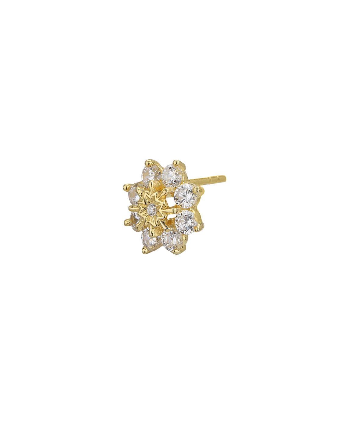 925 Sterling Silver 18kt Gold Plated CZ Floral Petite Stud Earring