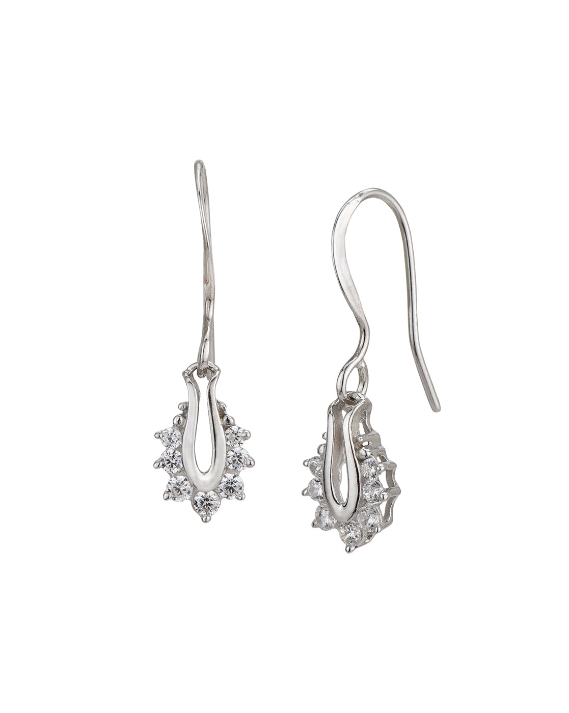 925 Sterling Silver Rhodium Plated Tear Drop CZ Drop Earring