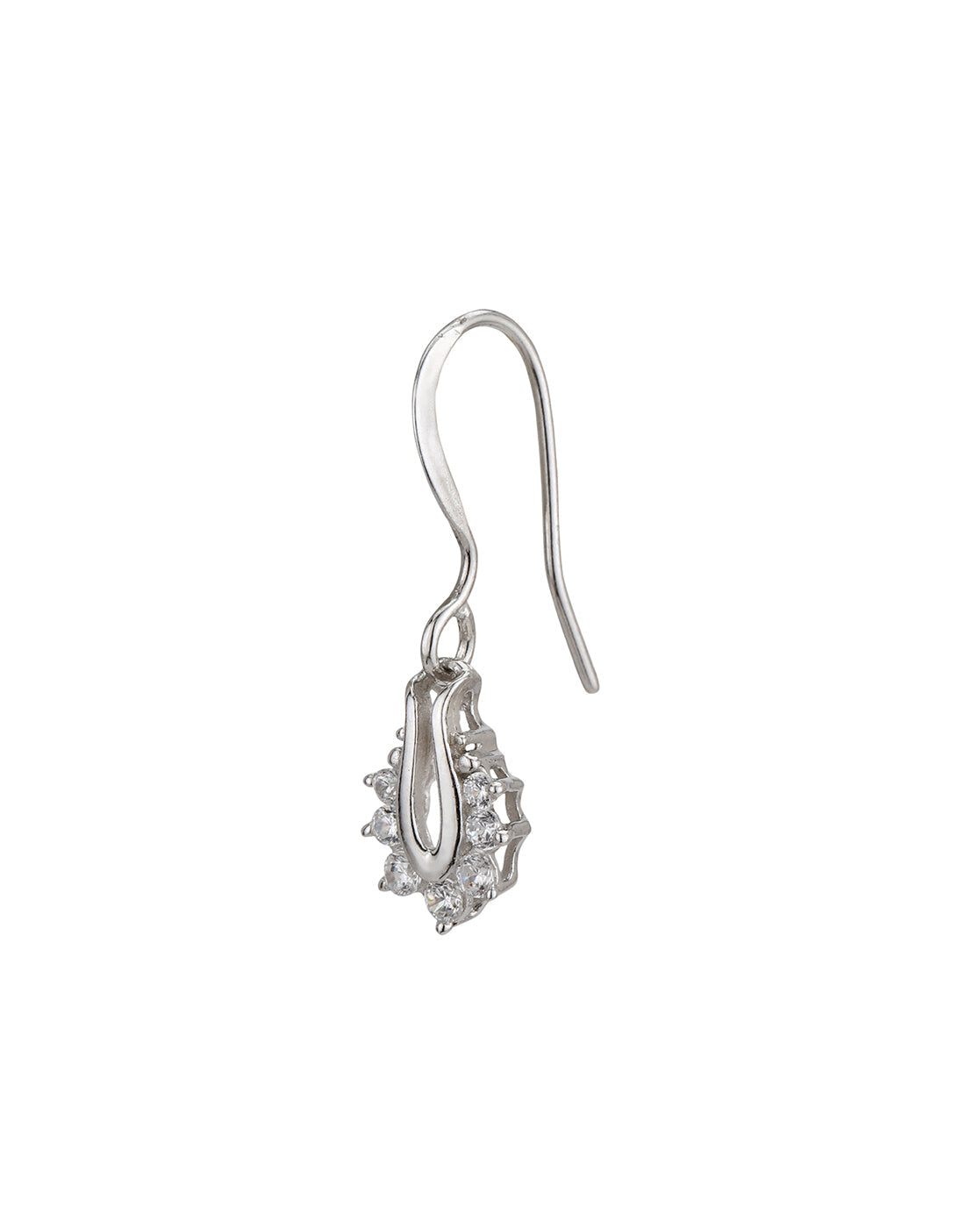 925 Sterling Silver Rhodium Plated Tear Drop CZ Drop Earring