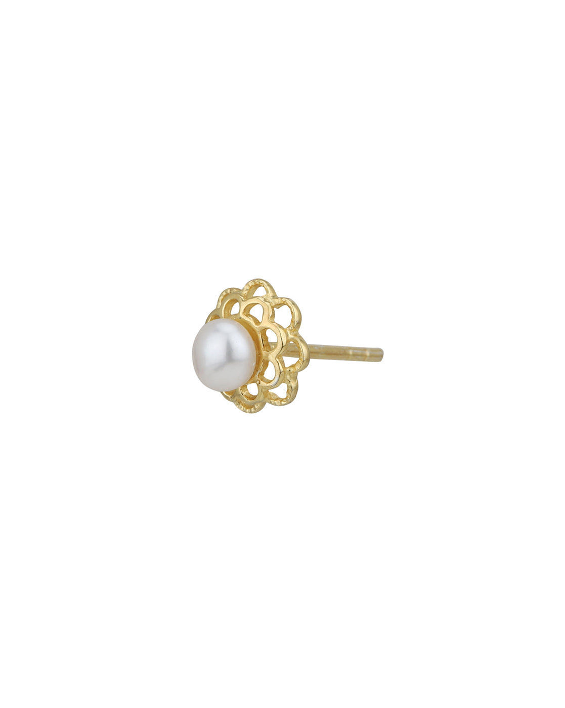 925 Sterling Silver 18kt Gold Plated Pearl Floral Petite Stud Earring