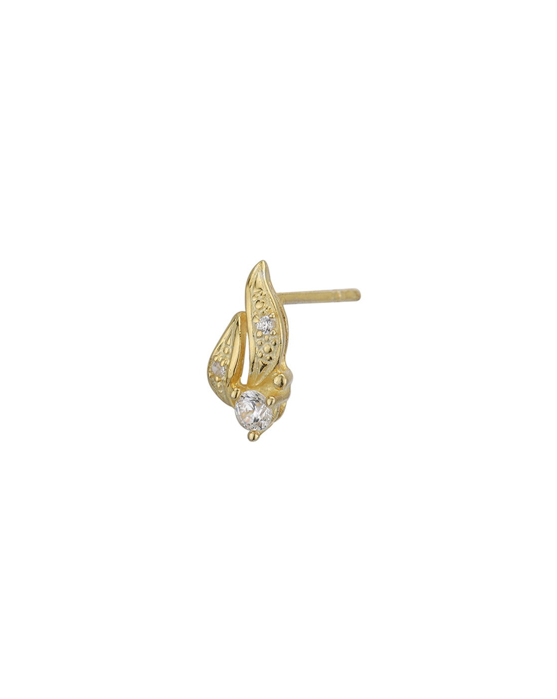 925 Sterling Silver 18kt Gold Plated CZ Contemporary Petite Stud Earring