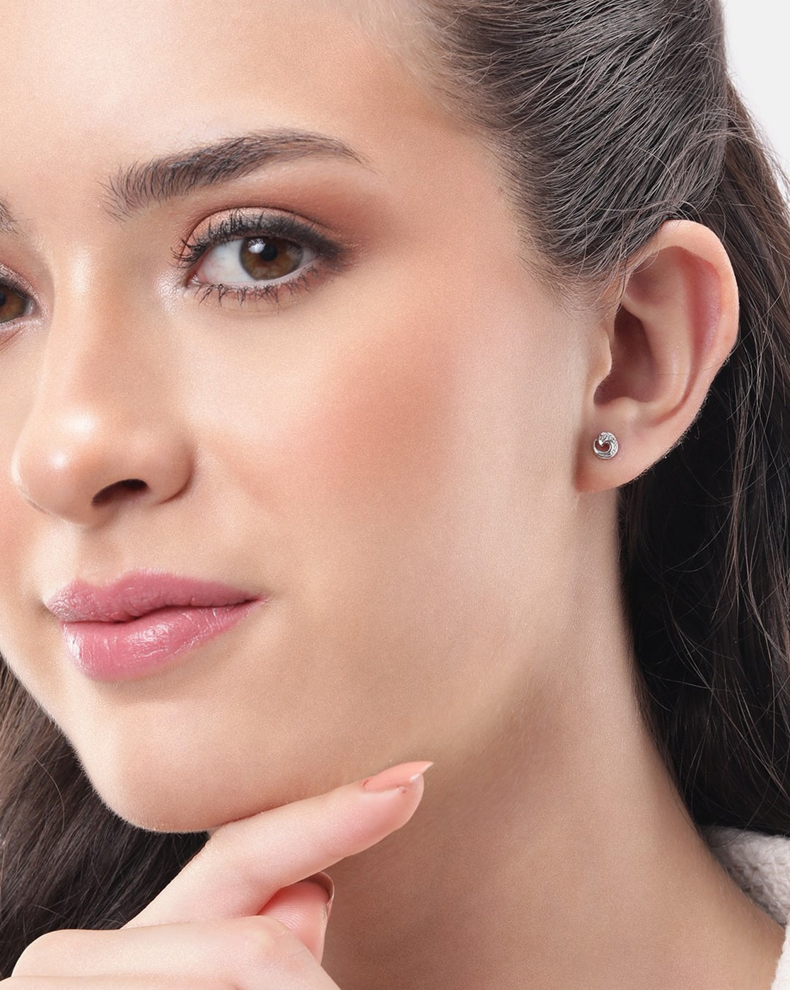 925 Sterling Silver Rhodium Plated CZ Fancy Petite Stud Earring