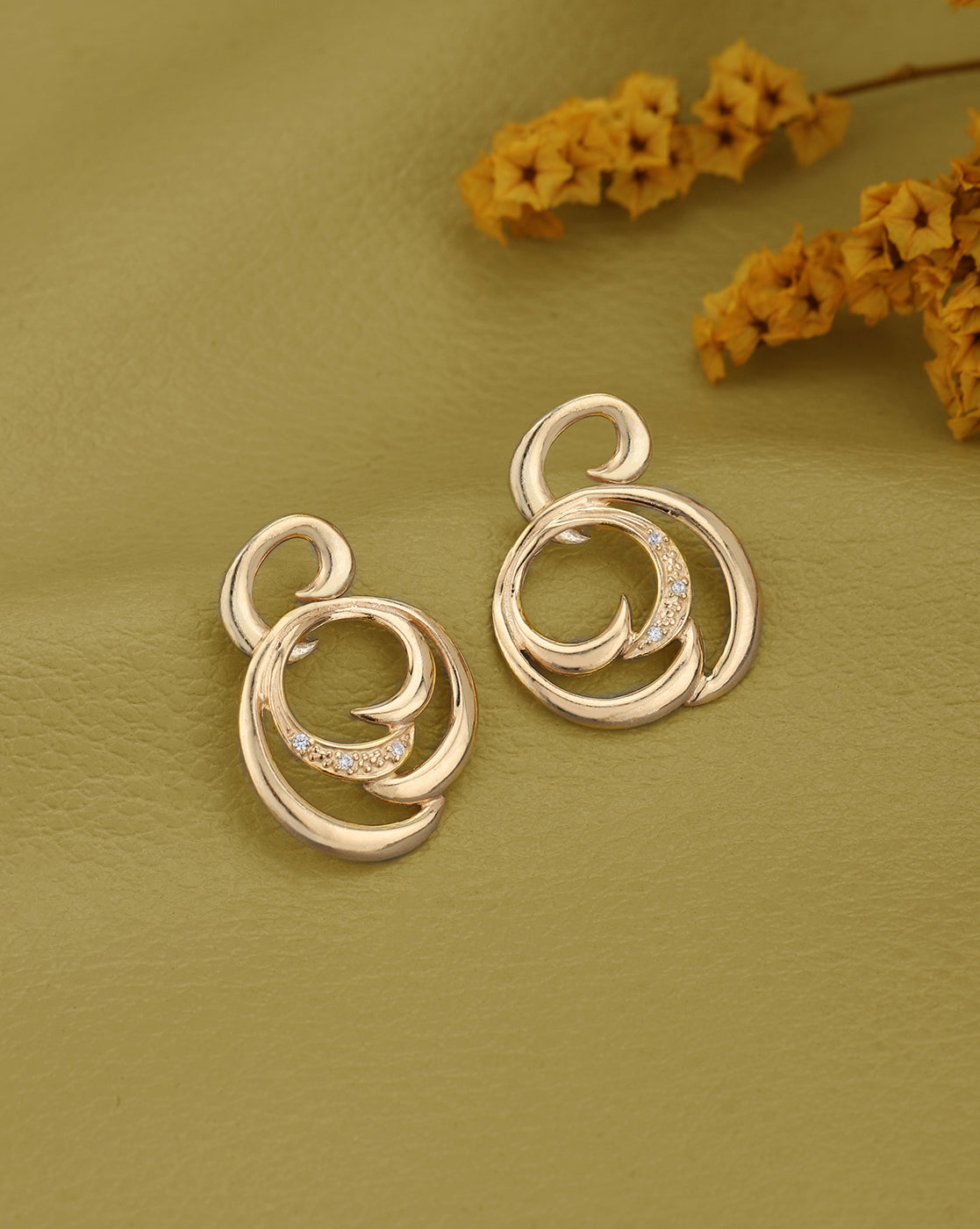 925 Sterling Silver 18kt Rose Gold Plated CZ Contemporary Drop Earring