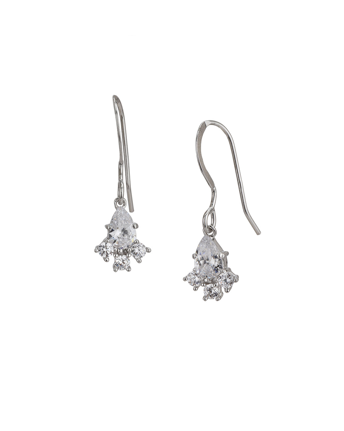 925 Sterling Silver Rhodium Plated Dangling Solitaire Drop Earring