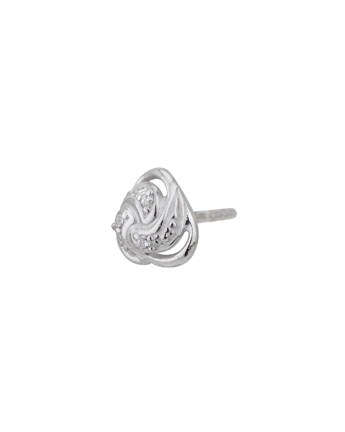 925 Sterling Silver Rhodium Plated CZ Contemporary Petite Stud Earring