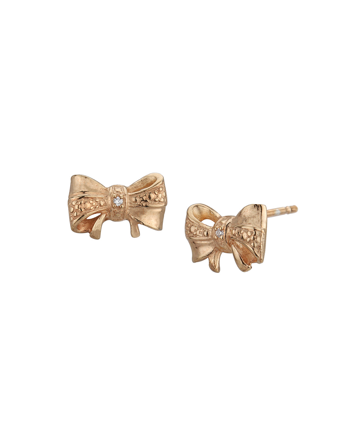 925 Sterling Silver 18kt Rose Gold Plated CZ Bow Stud Earring
