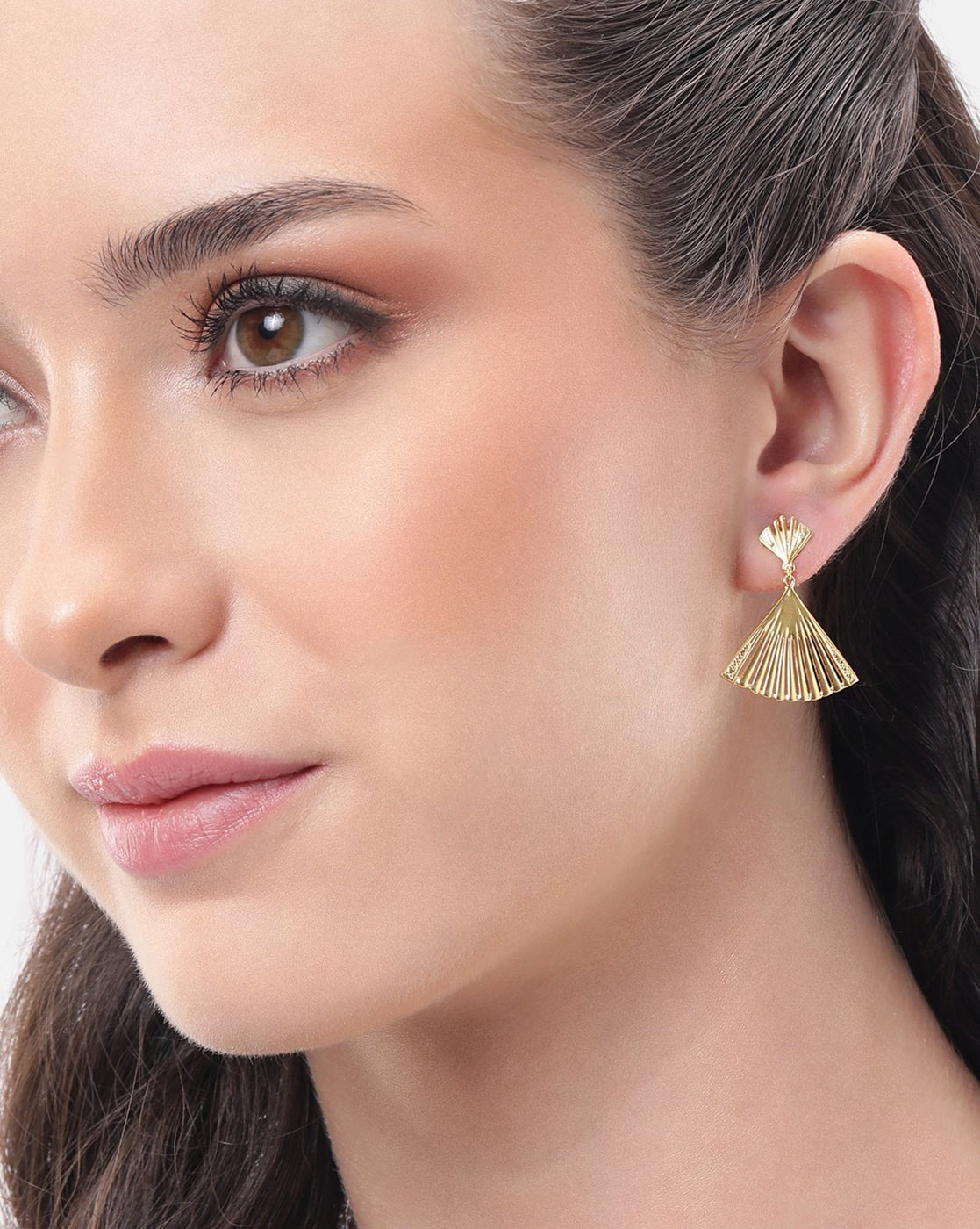 925 Sterling Silver 18kt Gold Plated Triangular Drop Earring