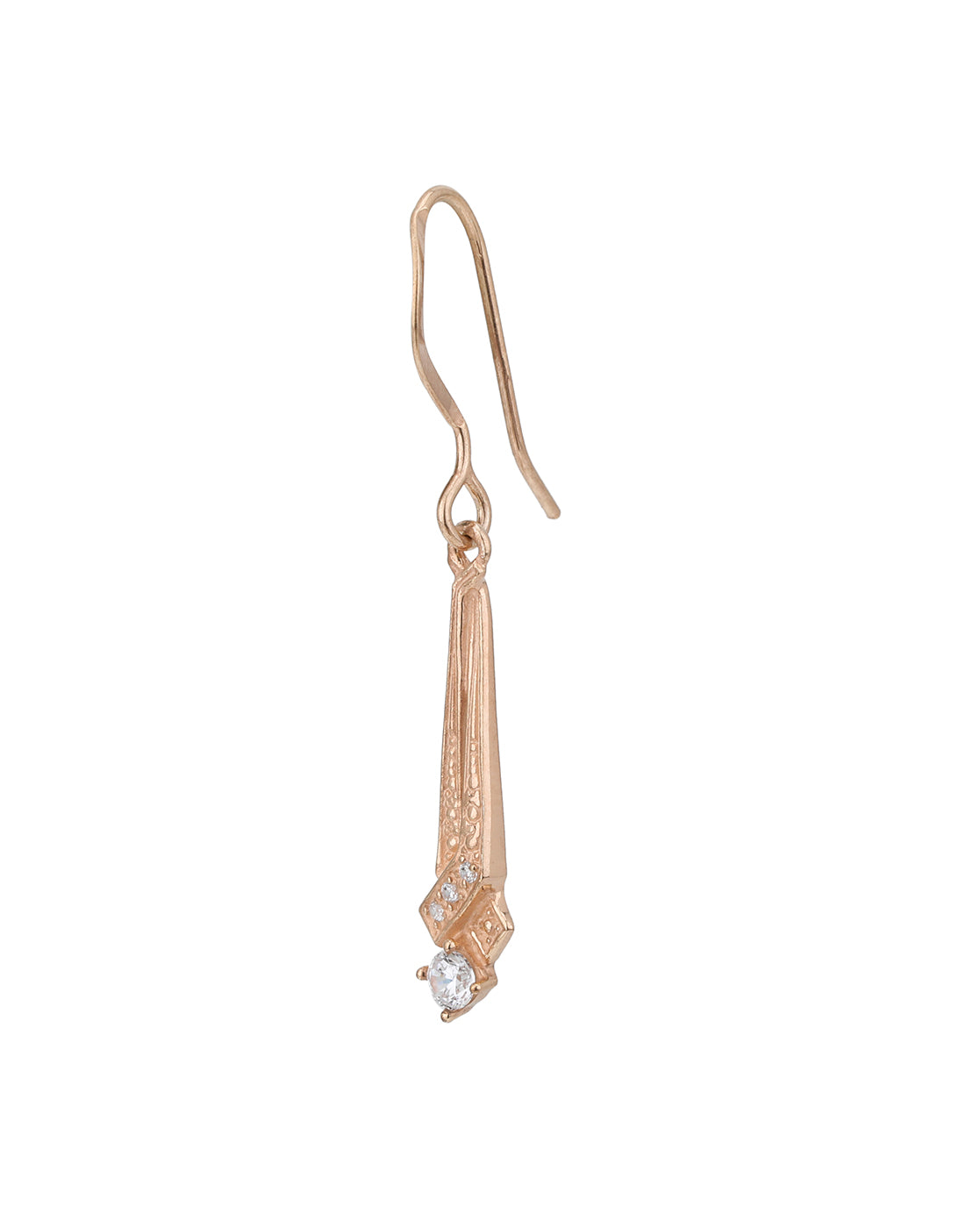 925 Sterling Silver 18kt Rose Gold Plated CZ Contemporary Drop Earring