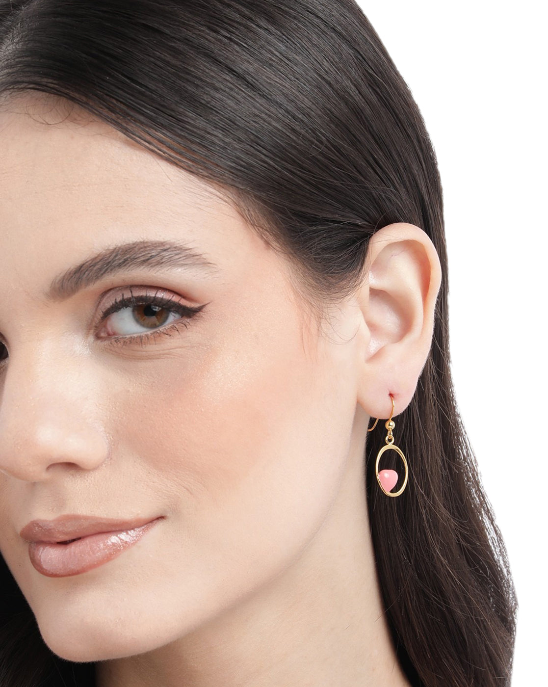 925 Sterling Silver 18kt Gold Plated with Enamel Heart Drop Earring