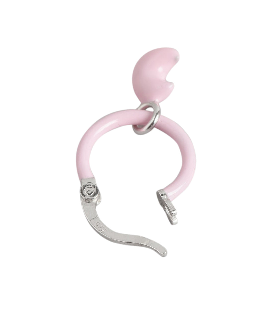 925 Sterling Silver Rhodium Plated Enamel Moon Hoop Earring